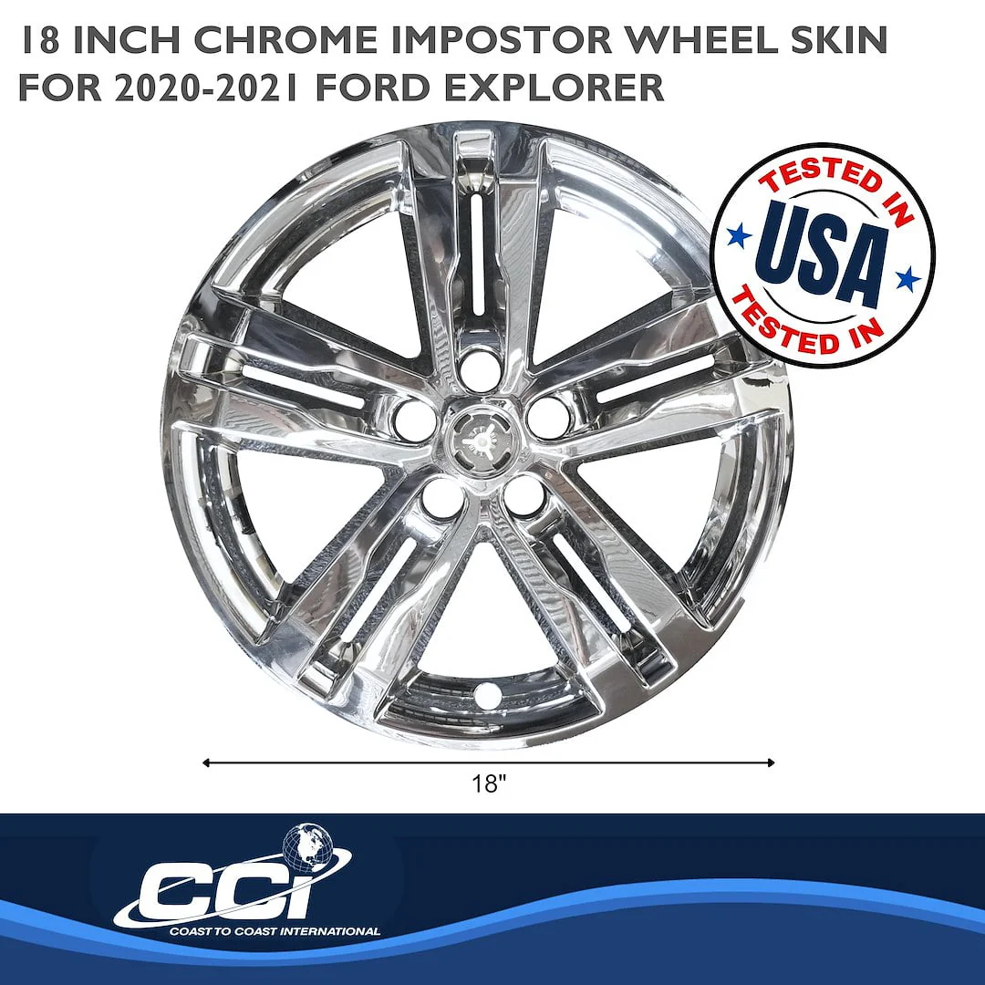 Coast To Coast Automotive Wheel Cover, Impostor 18 Inch Chrome ABS Plastic, 5 Spokes, Snap-On Center Retention, Set of 4, IMP449X - Image 2