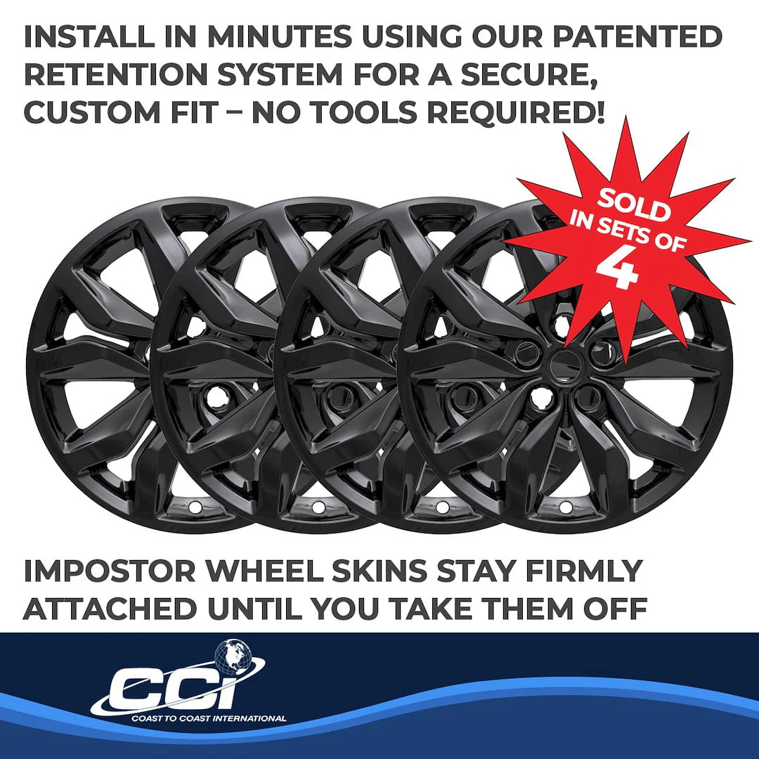Coast To Coast International 18" 10-Spoke Snap-On Wheel Skins, Gloss Black, Set of 4 - Image 7