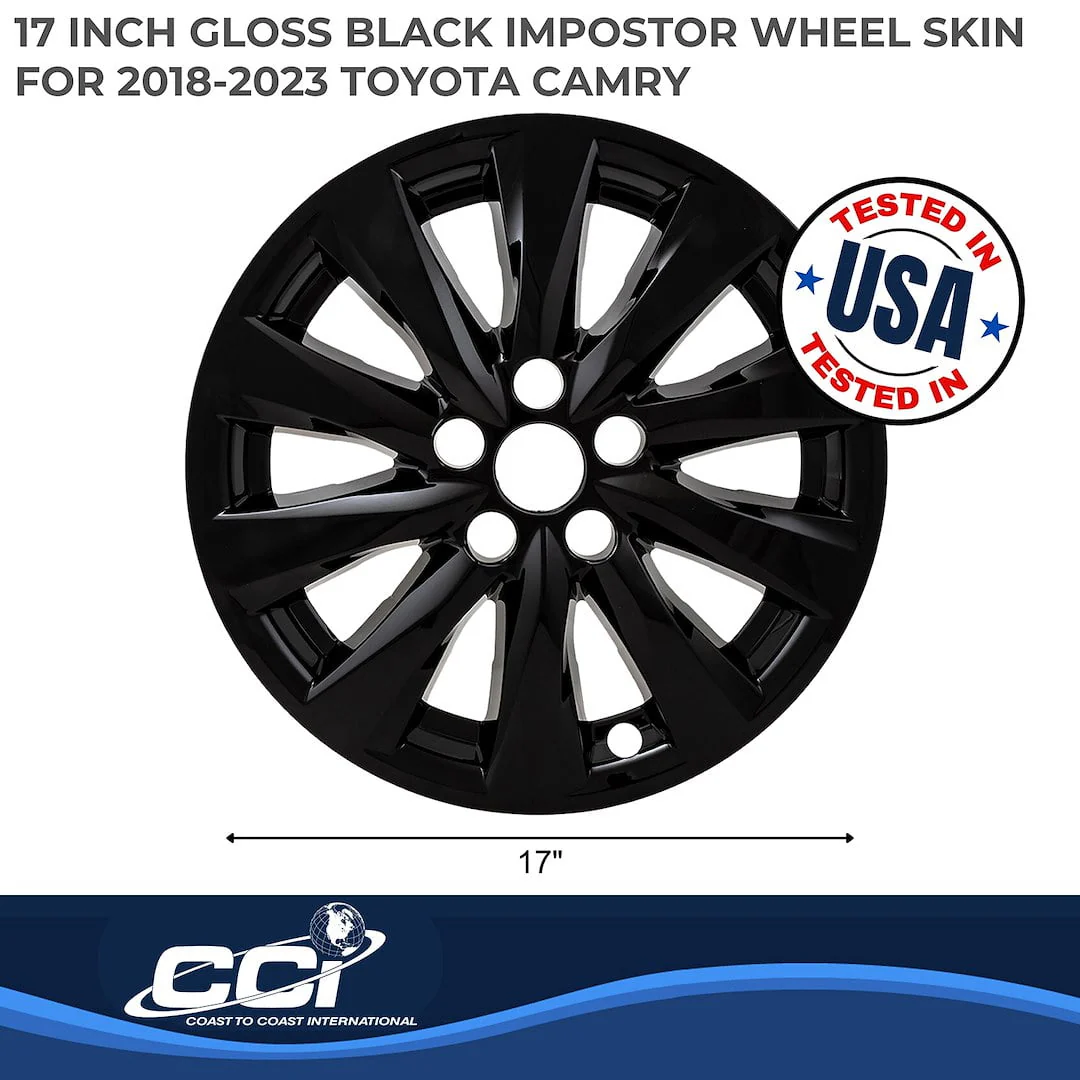 Coast To Coast Wheel Skins, Gloss Black, 10-Spoke, 17 Inch, Set of 4, IMP448BLK, Compatible with Toyota Camry 2018-2023 - Image 5