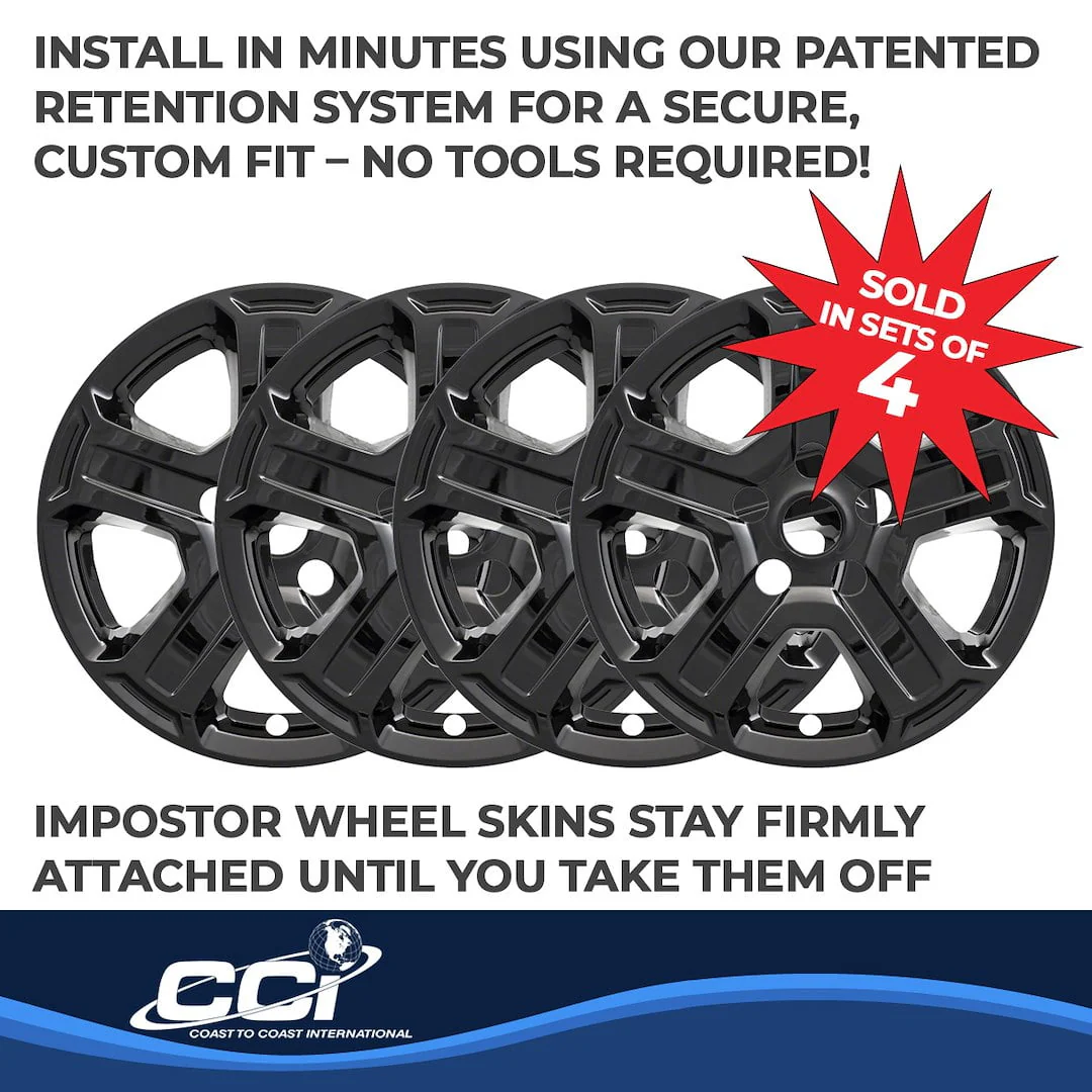 Coast2Coast Int. Impostor 17 Inch 5-Spoke Snap-On Wheel Cover Set, Gloss Black, ABS Plastic, IWCIMP420BLK - Image 5