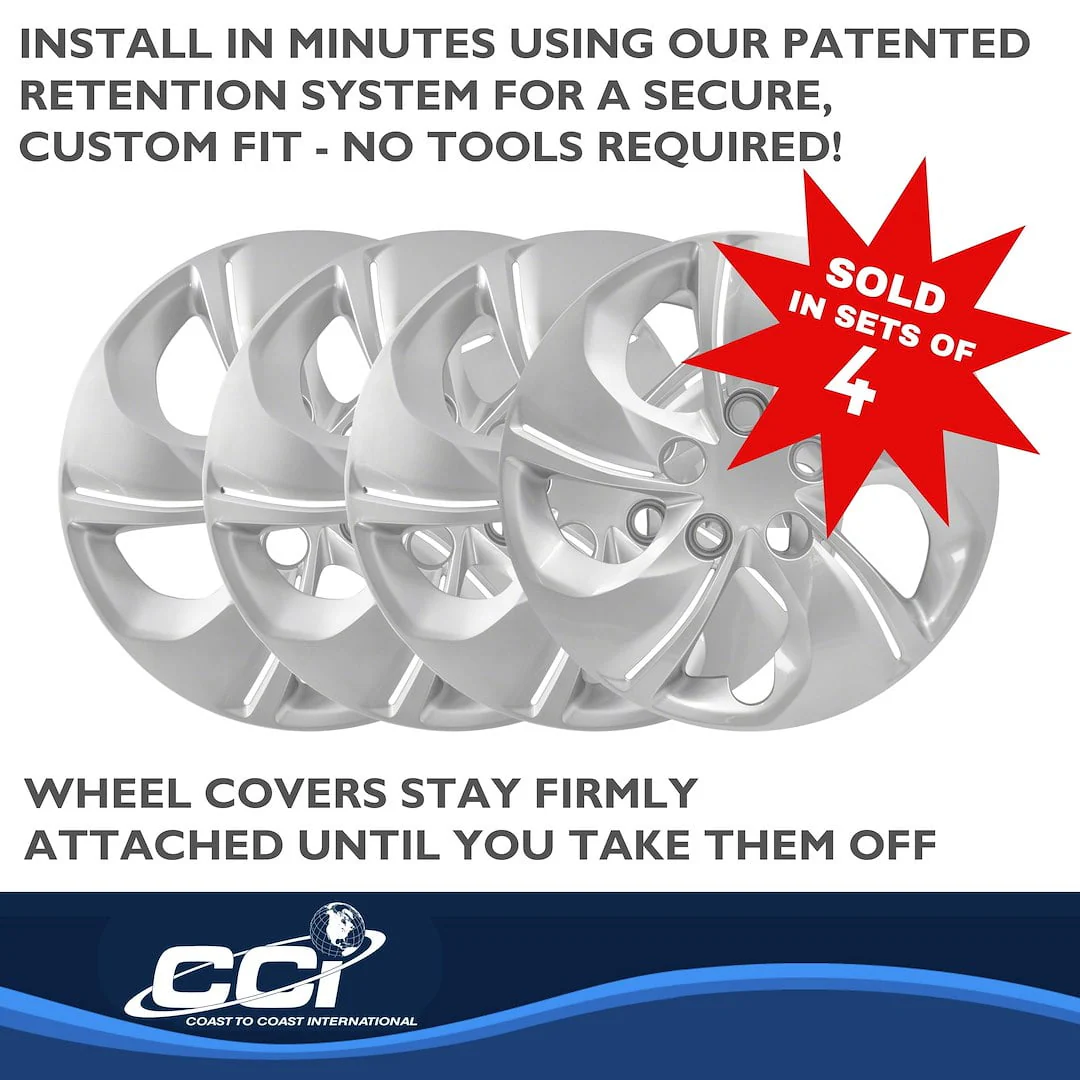 Coast2Coast Wheel Cover Set, 15 Inch, 5 Twisted Spoke, Silver, Pack of 4, IWC51015S - Image 5