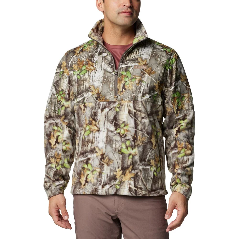 Columbia PHG Fleece Overlay II Quarter Zip Fleece Outerwear Jacket, Water-Resistant, Timberwoods Camo, XX-Large, 210131