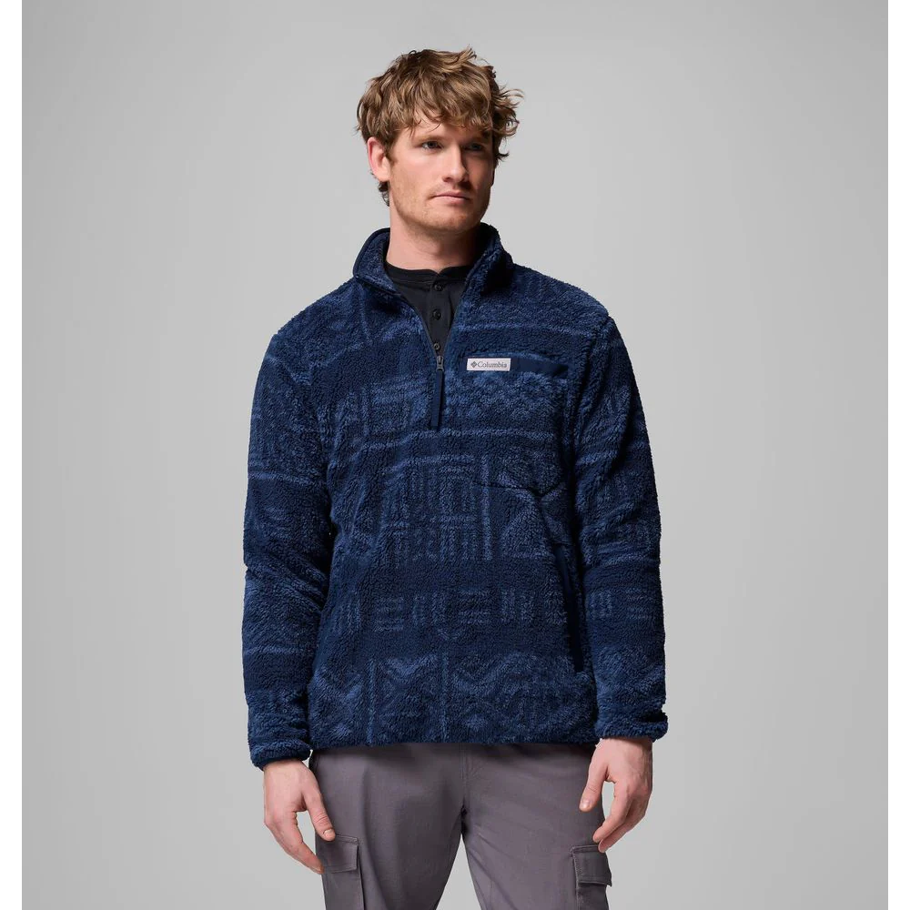 Columbia Rugged Ridge High Pile Half Zip Men's Fleece Jacket, Navy Blue, Recycled Polyester, 2135471464L
