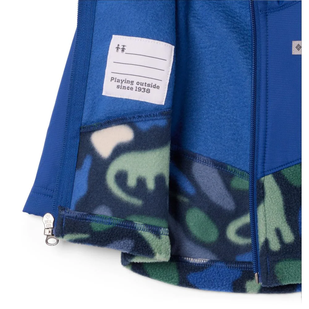 Columbia Steens Mt II Overlay Toddler Fleece Jacket, Water-Resistant Nylon Shell, Omni-Shield Technology, Collegiate Navy Dinoflauge Mountain Blue, 3T, 208870 - Image 3