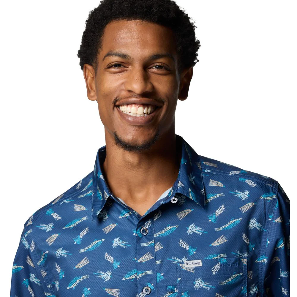 Columbia Super Slack Tide Camp Short-Sleeve Button-Down Shirt - Carbon Fly Pride - L - Image 3