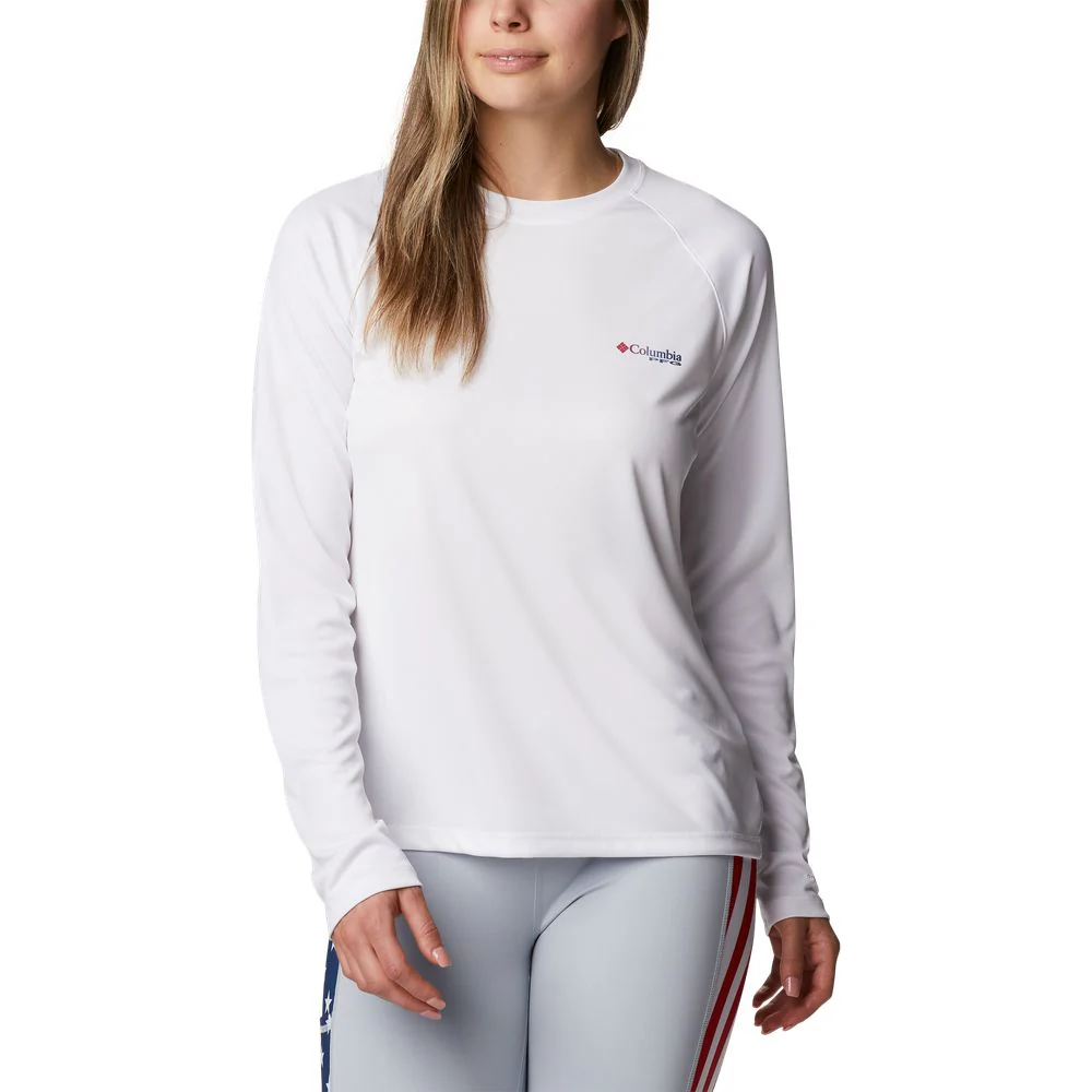 Columbia Tidal Tee PFG Fish Flag Long-Sleeve Shirt for Ladies - White/Bluestone Gradient - XL - Image 5