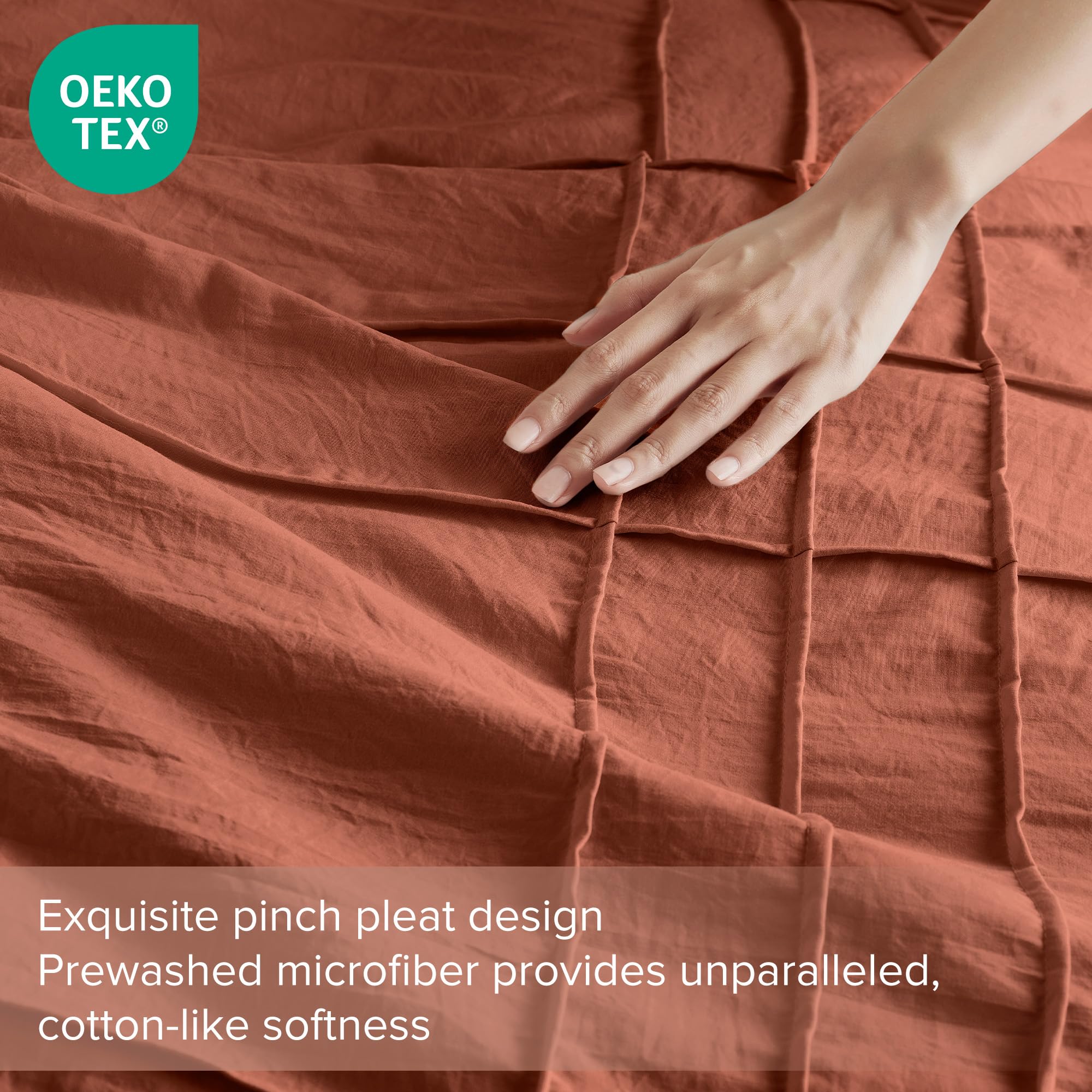 Comfort Spaces Walker Soft Washed Pleated Comforter Set, Clay, Queen Size, Pre-Washed Microfiber, All Season Lightweight Fill, Includes 2 Standard Shams, AM10-0393 - Image 3