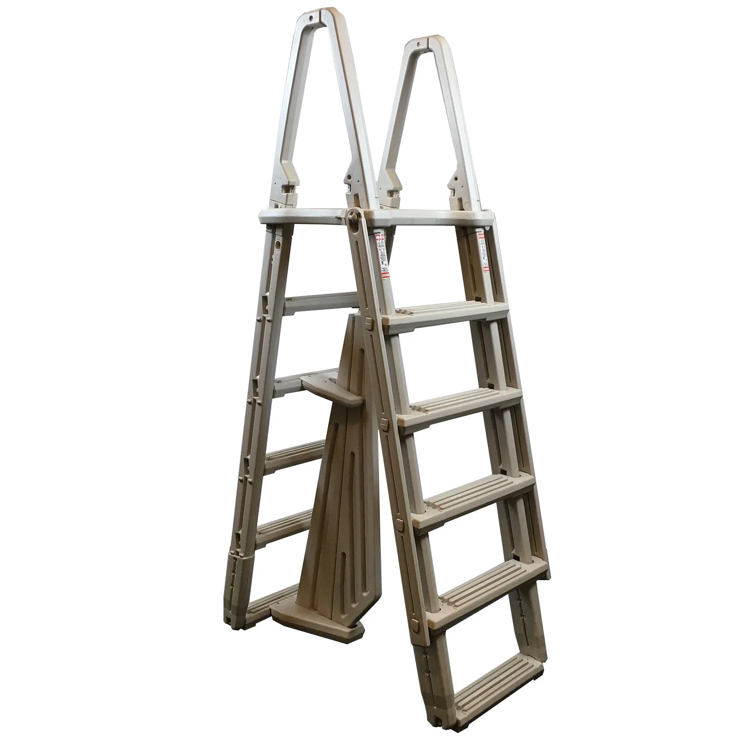 Confer Plastics 7100X Evolution Adjustable A Frame Pool Ladder, Anti-Slip Wide Steps, Plastic, Warm Grey, Fits 48-54 in Pools