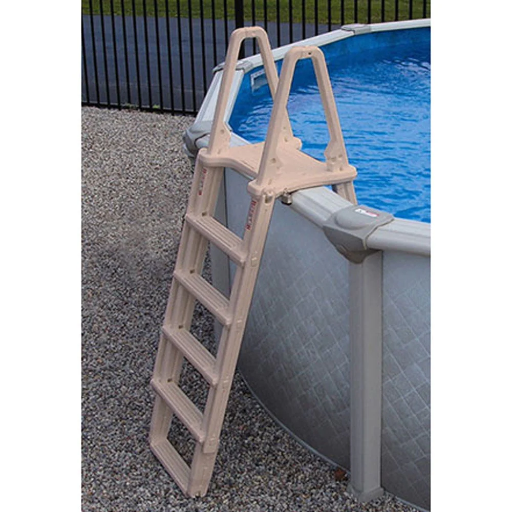 Confer Plastics 7100X Evolution Adjustable A Frame Pool Ladder, Anti-Slip Wide Steps, Plastic, Warm Grey, Fits 48-54 in Pools - Image 3