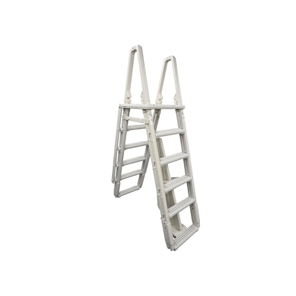 Confer Plastics 7100X Evolution Adjustable A Frame Pool Ladder, Anti-Slip Wide Steps, Plastic, Warm Grey, Fits 48-54 in Pools - Image 5