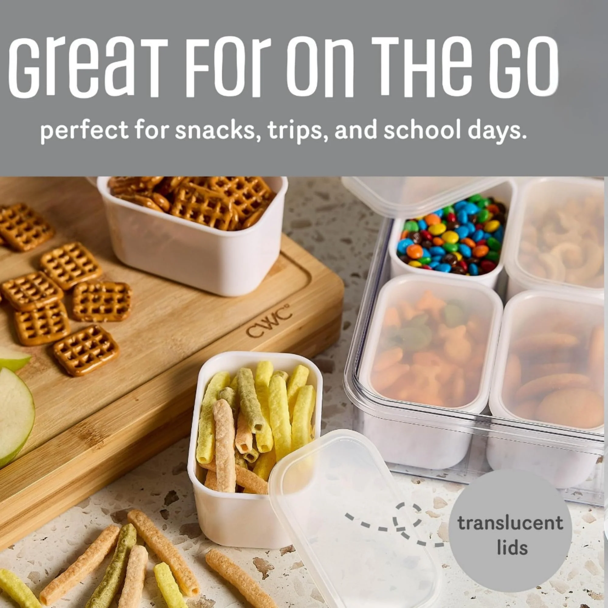 Cook With Color Snackle Box 2-Pack, 8-Compartment Snack Container with Lids, Carrying Handle, BPA-Free, Dishwasher Safe, Pink - Image 7