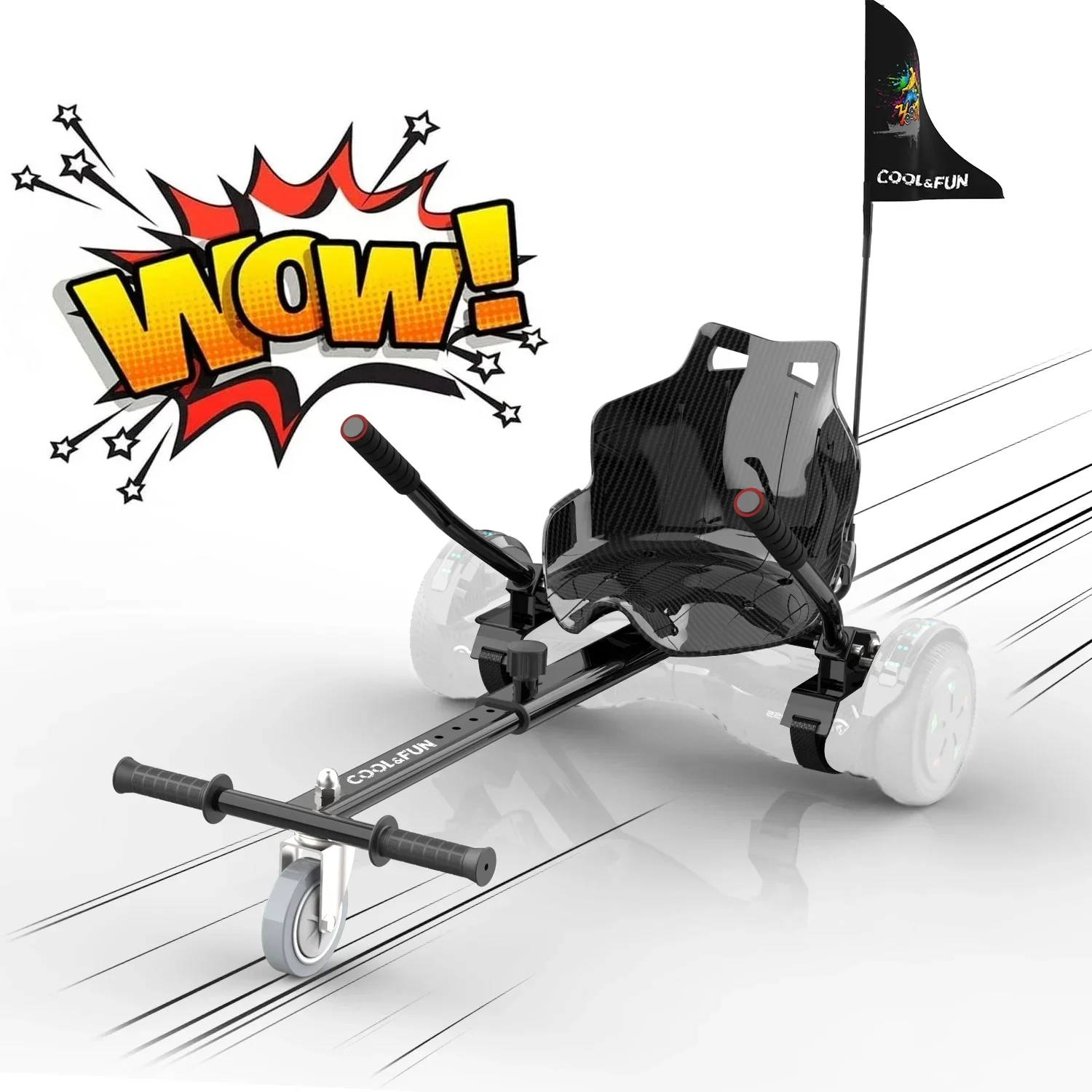 Cool&Fun Hoverboard Seat Attachment Hoverboard Seat with Safety Brake System Hoverboard Attachment with Adjustable Frame - Image 2