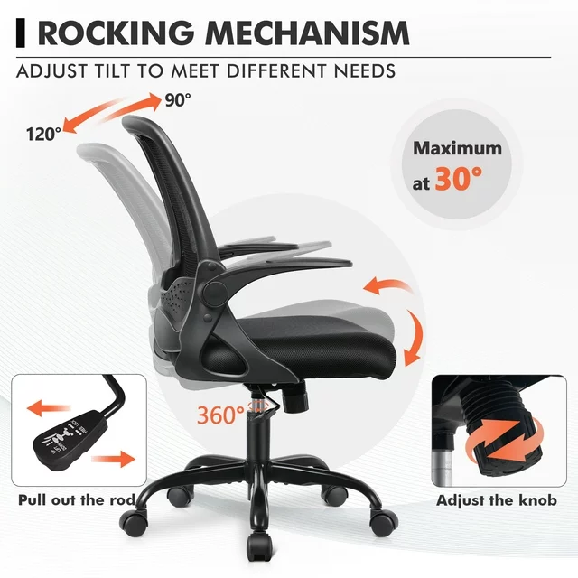 Coolhut KD339C-BLACK Office Chair with Adjustable Armrests, Black - Image 3