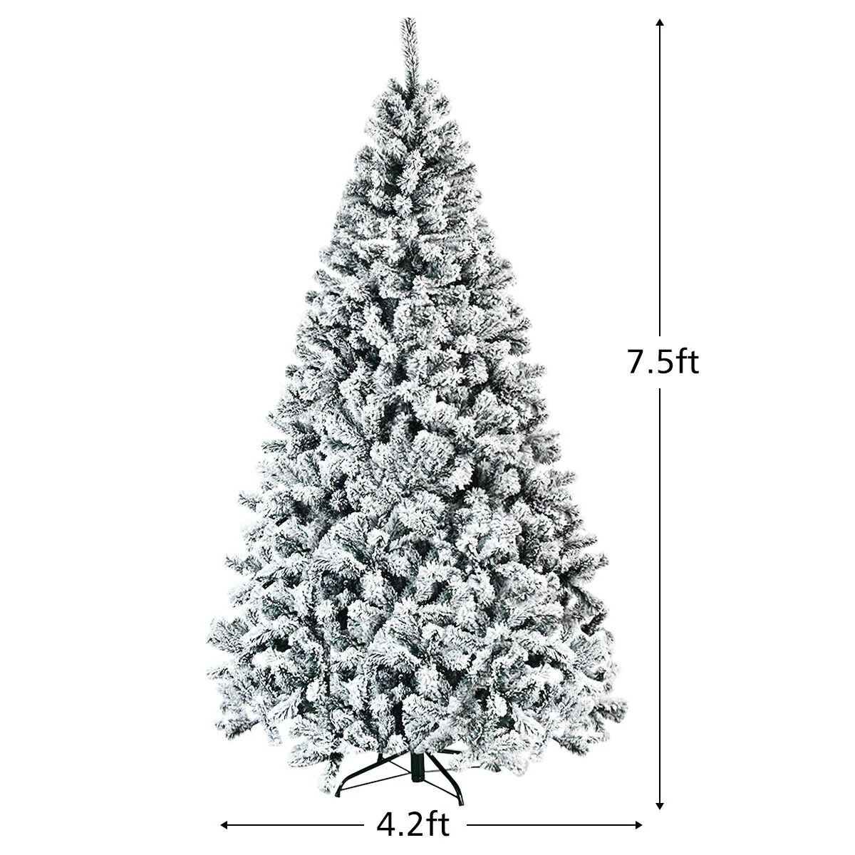 Costway CM22068 Unlit Premium Snow Flocked Hinged Artificial Christmas Tree with Metal Stand 7.5 ft. - Image 2
