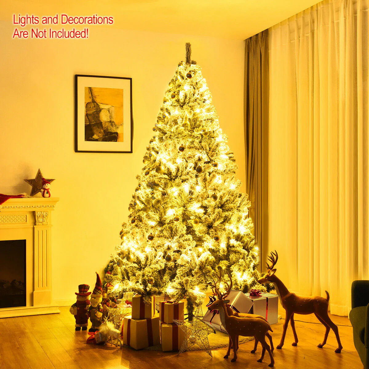 Costway CM22068 Unlit Premium Snow Flocked Hinged Artificial Christmas Tree with Metal Stand 7.5 ft. - Image 5