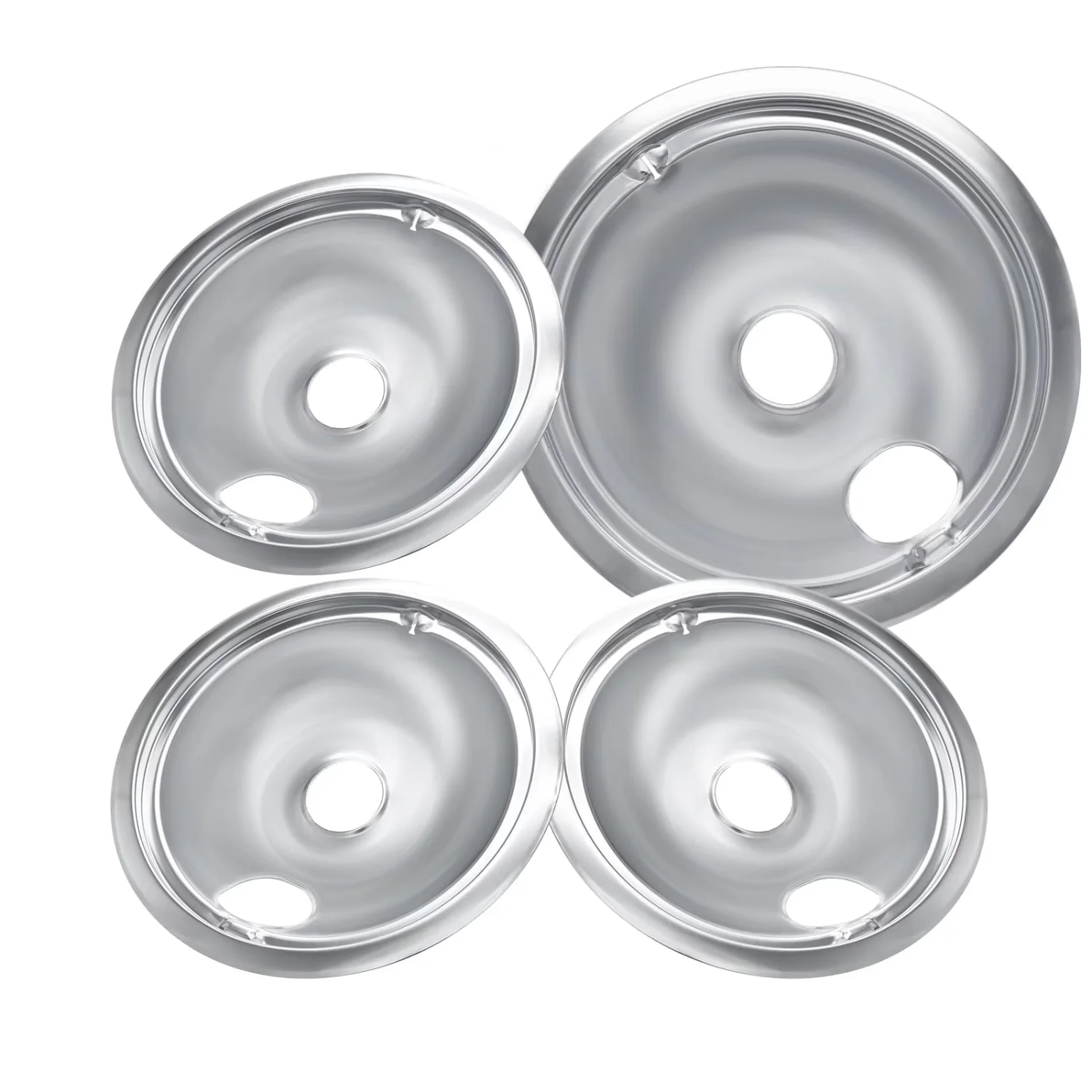 COZZIVITA GE WB31T10010/11 4-Pack Electric Stove Drip Pans, Stainless Steel, Thickened Anti-Bend & Rust-Resistant