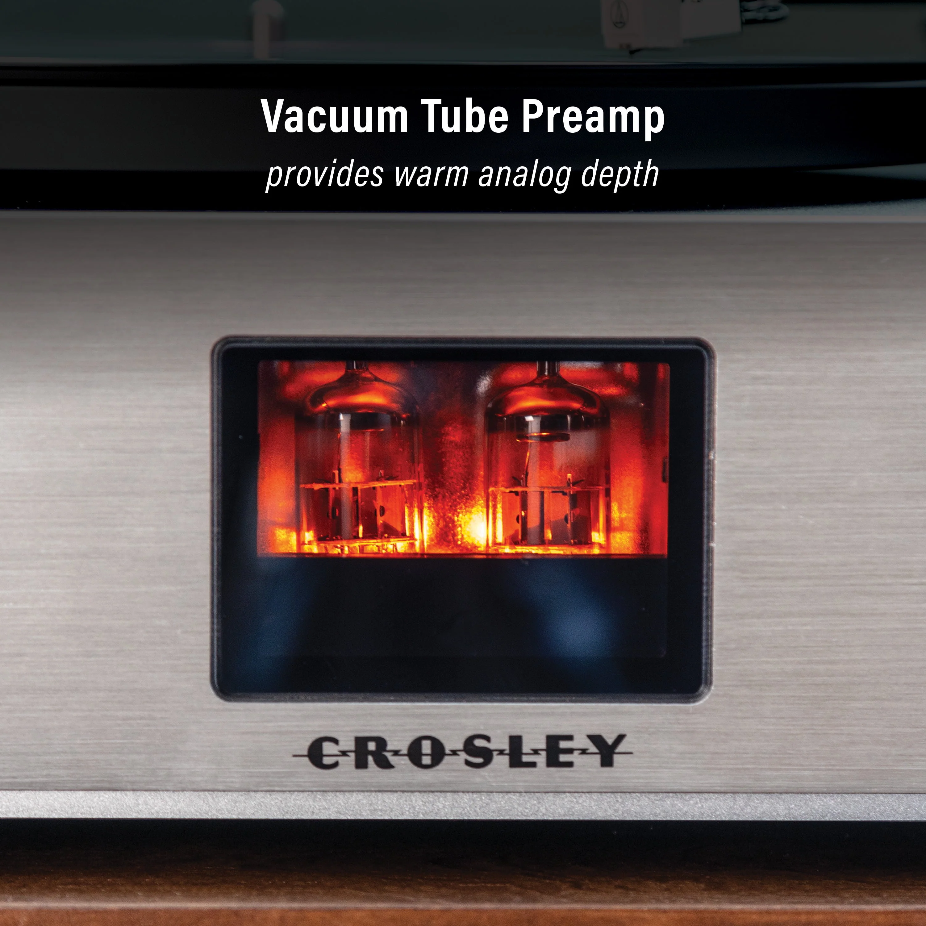 Crosley C92A-BK Belt-Drive Turntable with Vacuum Tube Preamplifier, Carbon Fiber Tonearm, Bluetooth, 120W Stereo Speakers, Black - Image 3