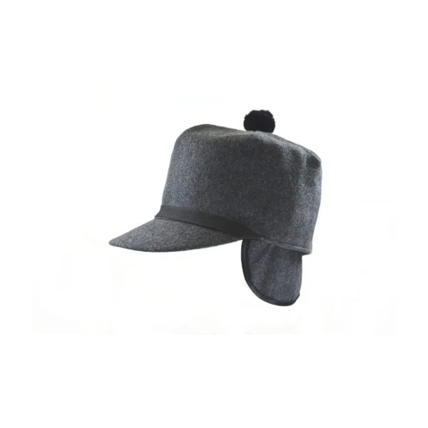 Crown Cap Melton Stockman Three-Quarter Earband Cap for Men - Charcoal - 7-3/8 - Image 2
