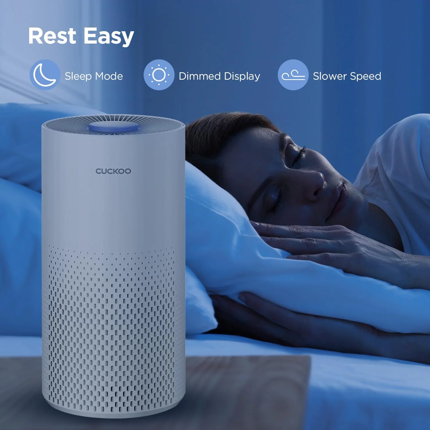 Cuckoo Air Purifier, H13 True HEPA with Activated Carbon Filter, Auto+ Mode, Sleep Mode, White, 456 sq. ft., CAC-I0510FW - Image 5