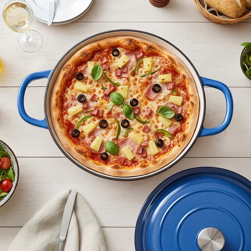 Daluvenix DA-KI02059BU27 3 Quart Cast Iron Dutch Oven, Enameled Nonstick, Dual Handles, Blue - Image 7