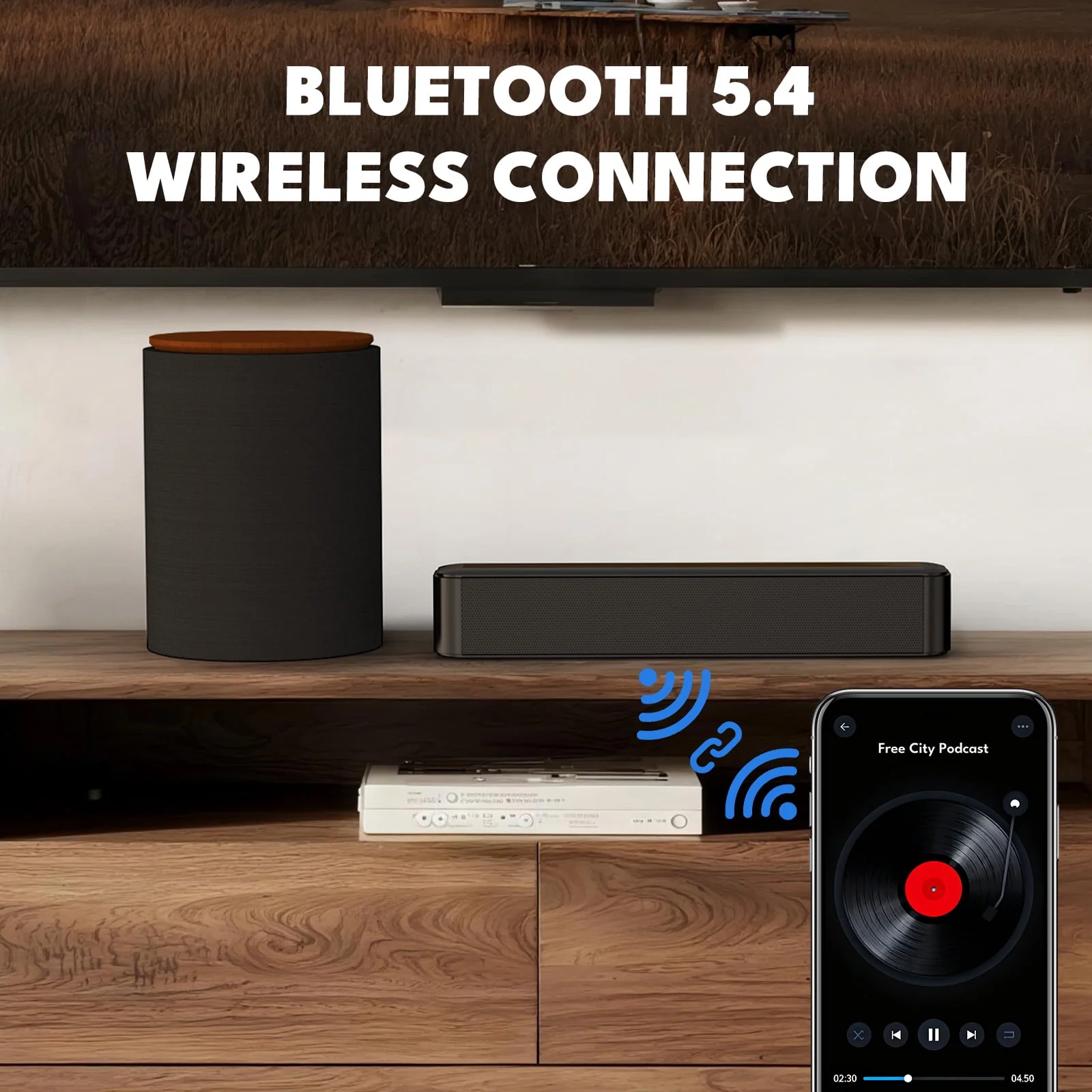 Dammyty Soundbar with Bluetooth 5.4, Wireless Subwoofer, 3D Surround Sound, Adjustable Bass, Multiple Inputs - Image 5