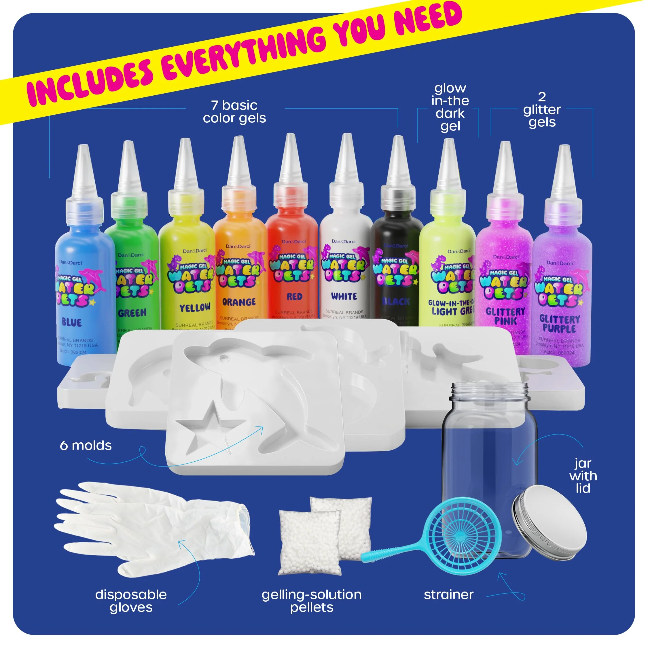 Dan&Darci Aqua Fairy Water Gel Craft Kit with Glow-in-the-Dark and Glitter Gels, Multi-Colored, 16 Pieces, DD-124 - Image 3
