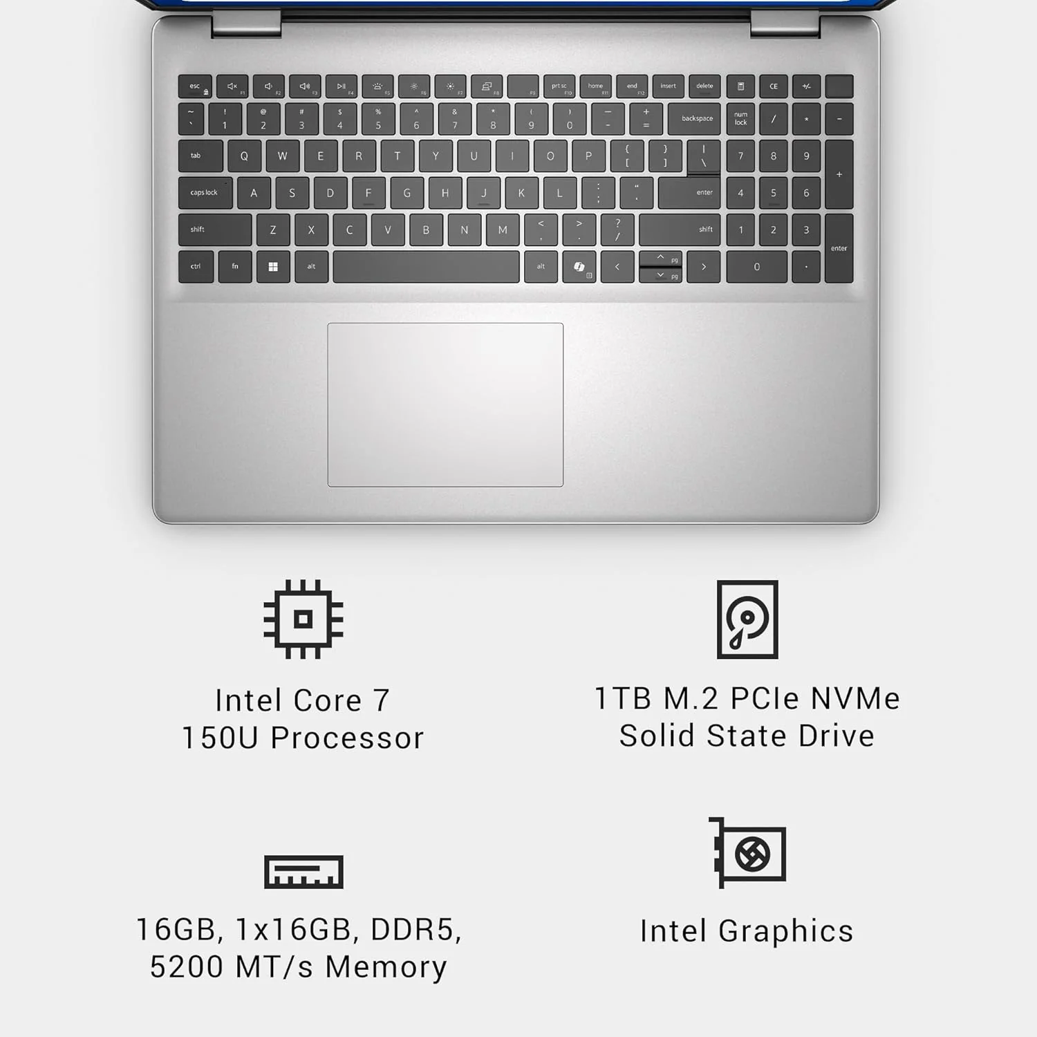 DELL DC16251-100 16" WUXGA Touchscreen 5 120U 1.4GHz Intel UHD Graphics 16GB RAM 1TB SSD Win 11 Home Platinum Silver - Image 3