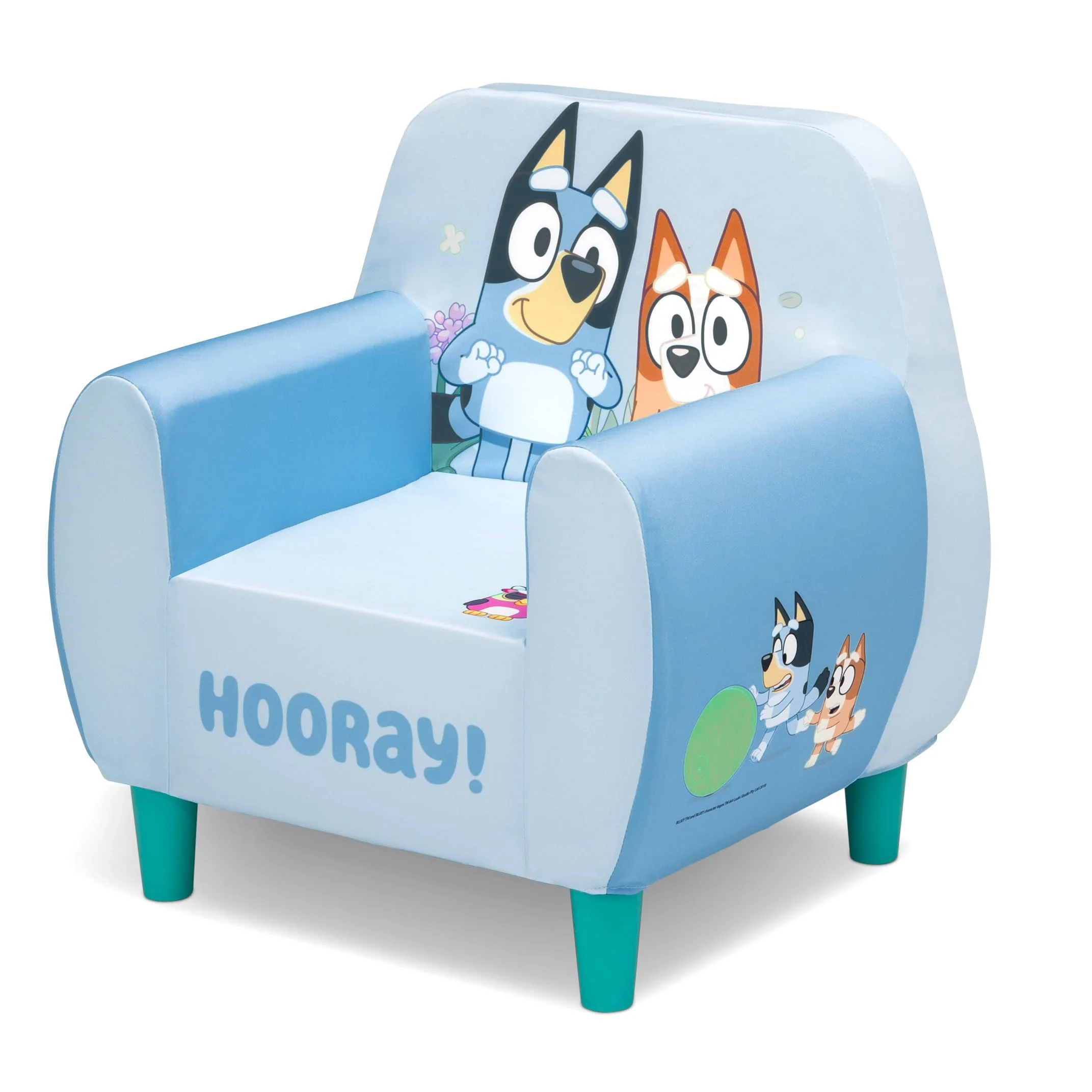 Delta Children Bluey Foam Chair, Vibrant Bluey and Bingo Graphics, Blue, Kids Seating for Ages 3+, Weight Capacity 100 lbs, Modern Wood Feet - Image 4