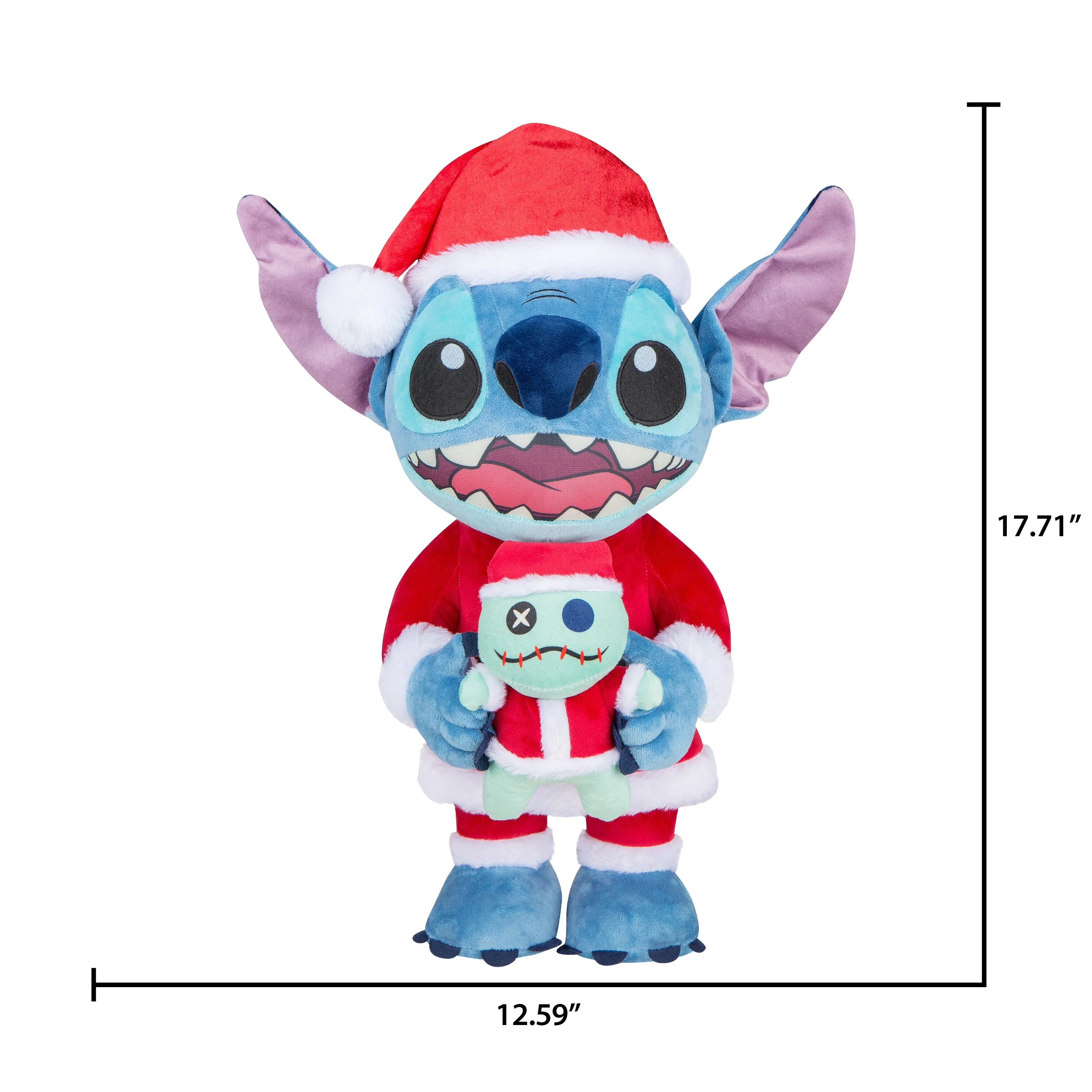 Disney Blue Stitch Standing Santa Plush with Scrump, Multicolor, 17.7 in - Image 3