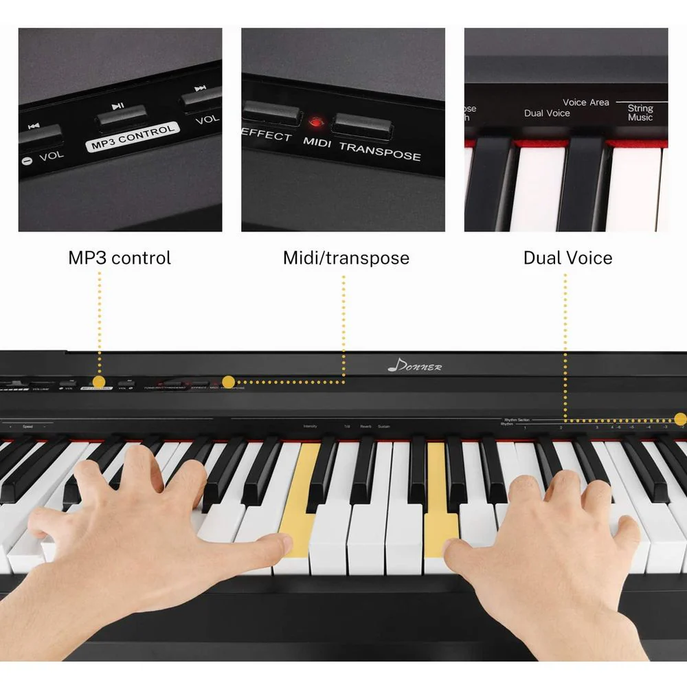 Donner EC3056 DEP-10 Digital Piano 88 Key Semi-Weighted, Full-Size Electric Piano Portable Keyboard for Beginners - Image 2