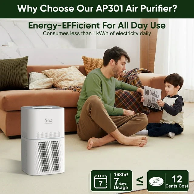 DR. J Professional AP206 1300sq.ft HEPA Air Purifiers, White - Image 3