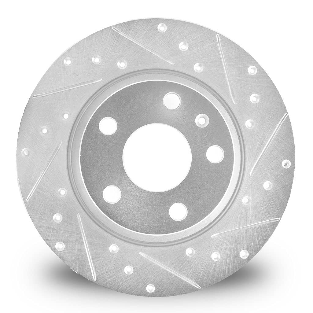 Dynamic Friction Company Brake Rotor, Drilled and Slotted, Black Zinc-Plated, Premium Iron Castings, CNC Machined, Non-Directional Finish, 633-03037R - Image 2