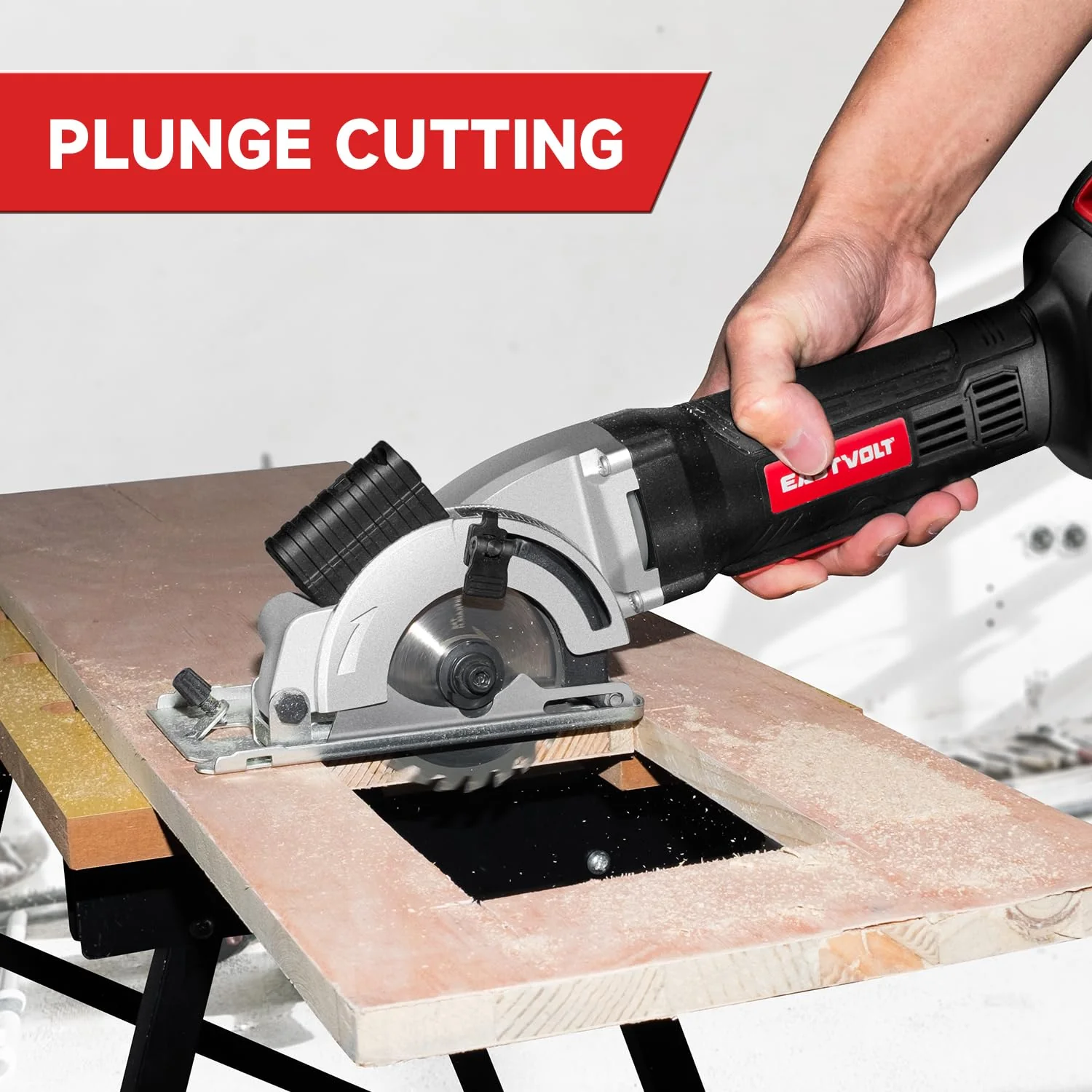 Eastvolt 20V Cordless Circular Saw, 3-3/8 in Blade, 5000 RPM Motor, Laser Guide, Scale Ruler, Includes 3 Blades for Wood, Plastic, Tile, Soft Metal, EVDMC040D - Image 7