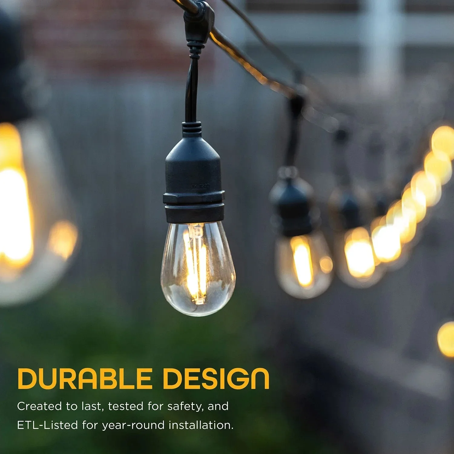 EcoScapes 990327740 Outdoor LED Cafe Lights (24 Bulbs 48 Feet) - Image 3