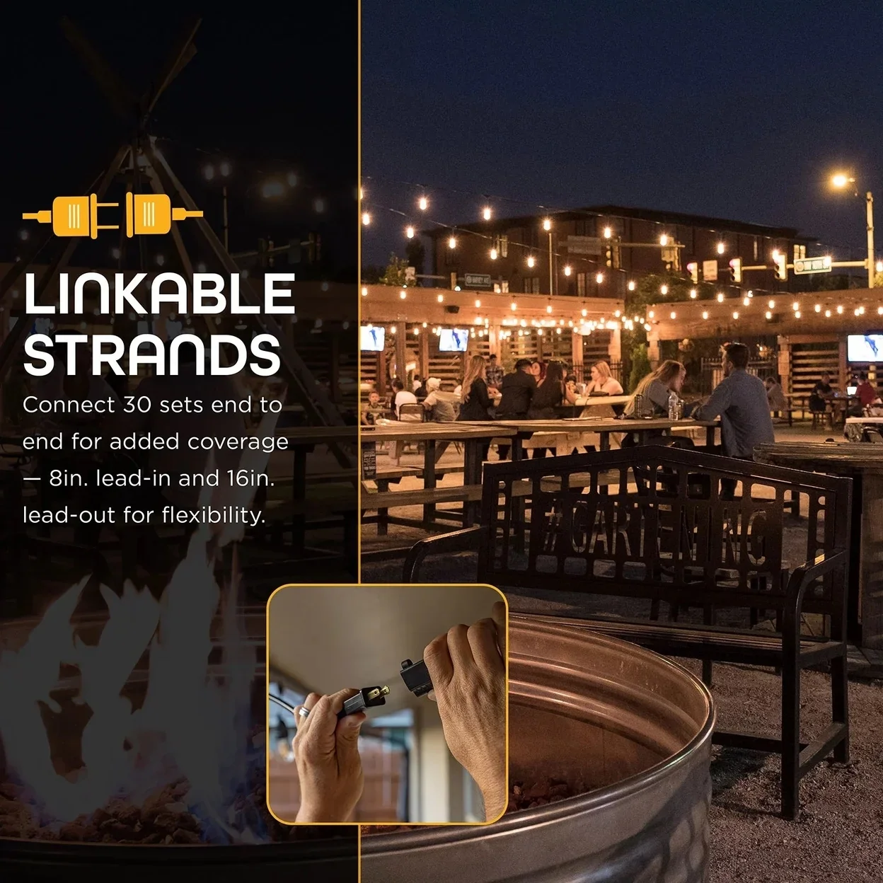 EcoScapes 990327740 Outdoor LED Cafe Lights (24 Bulbs 48 Feet) - Image 4