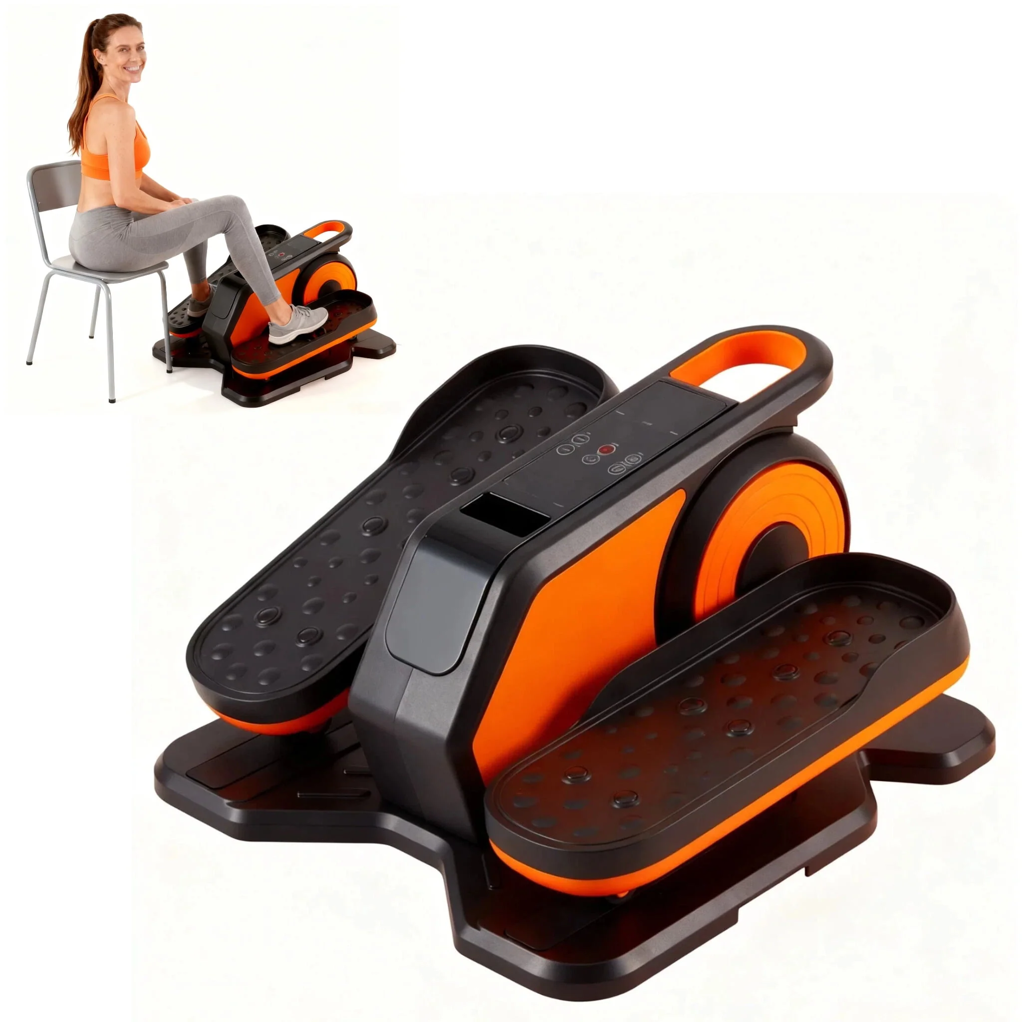 Edx Under Desk Elliptical Machine Portable Electric Leg Exerciser with Remote, 12 Resistance Levels, Orange, SI-TYJ25XK-OG