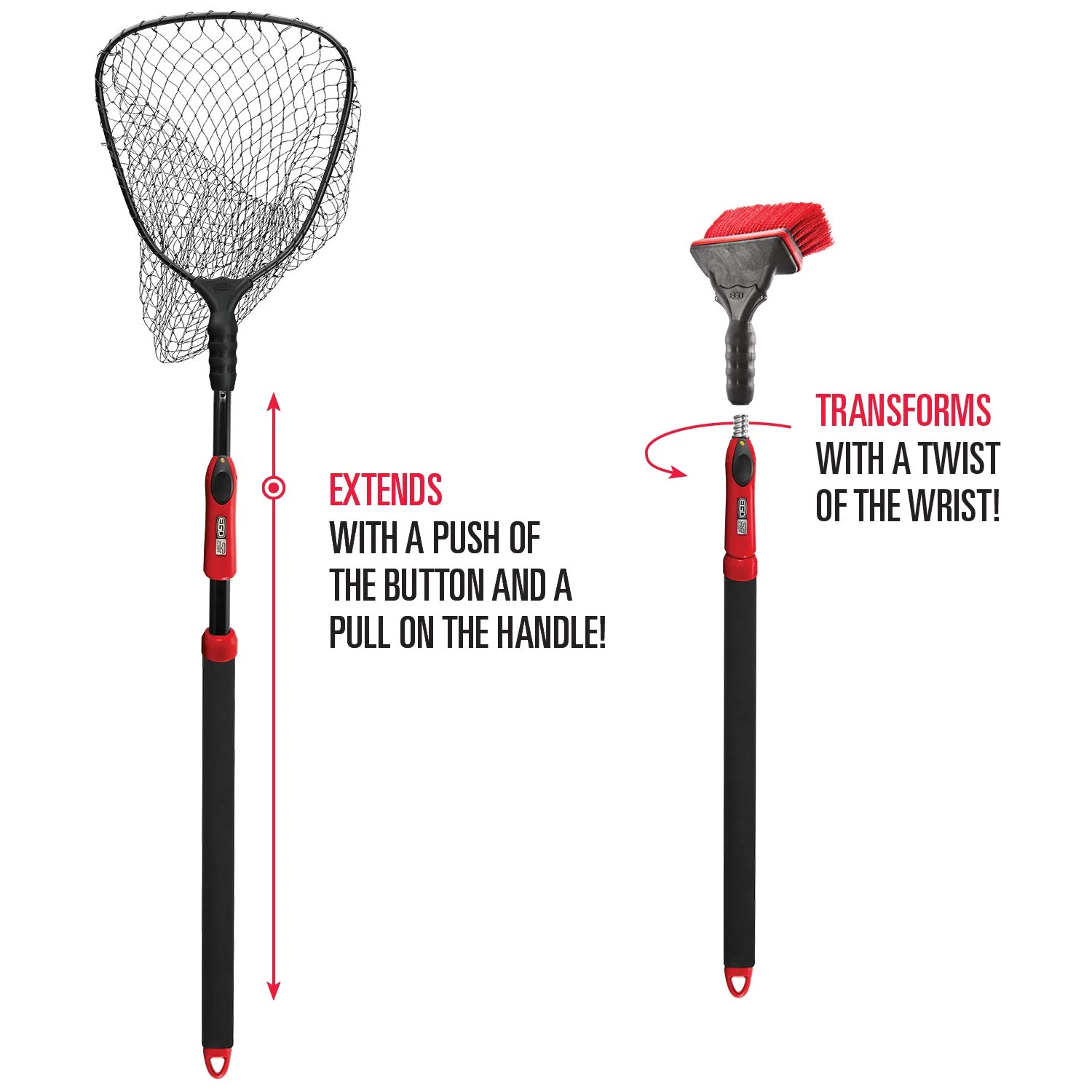 EGO Kryptek S2 Slider Compact Landing Net - Clear Rubber - 17'' x 19'' Hoop - 29''-60'' Handle - Image 3