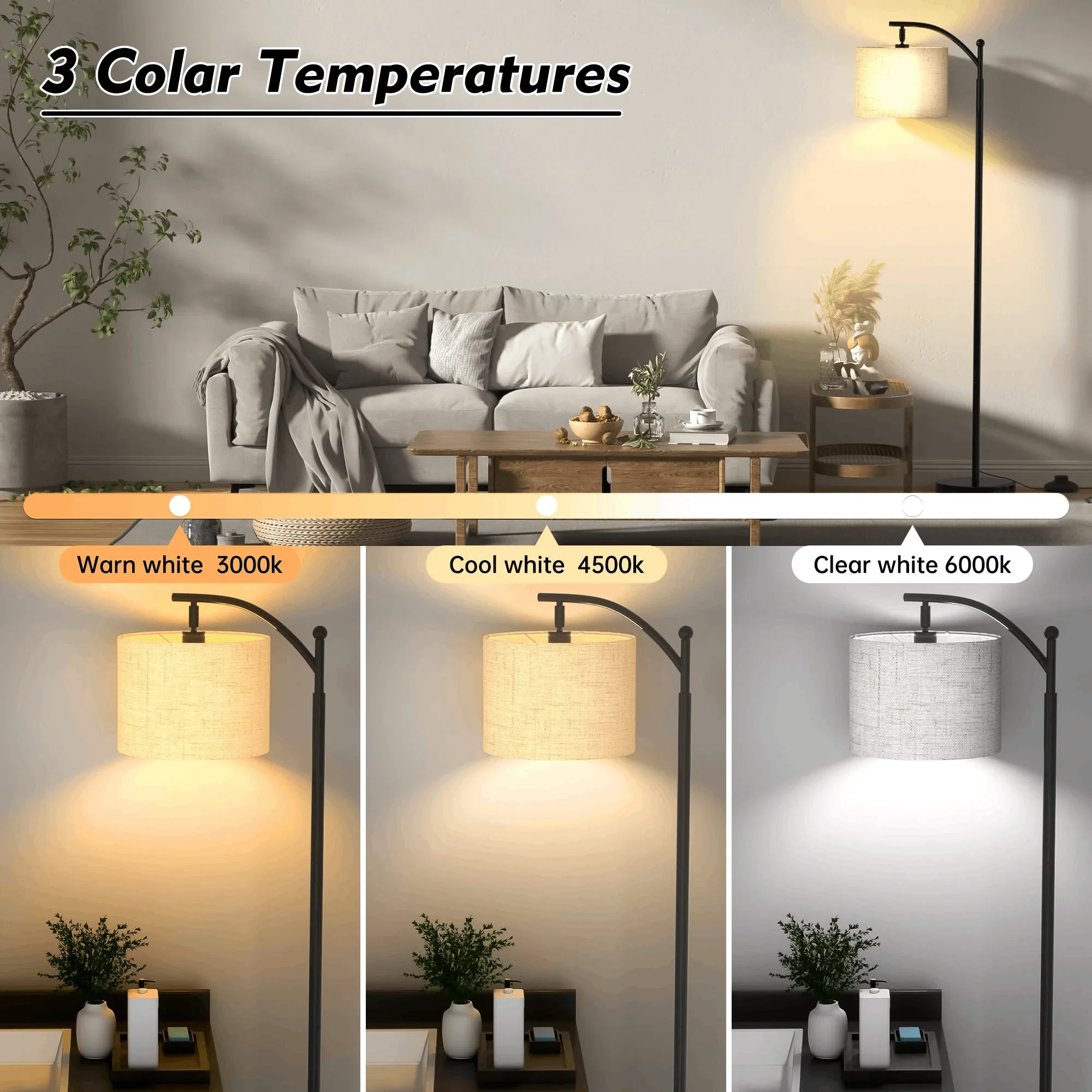 Elemore Home Standing Floor Lamp With Remote Control and 3 Color Temperatures - Image 4