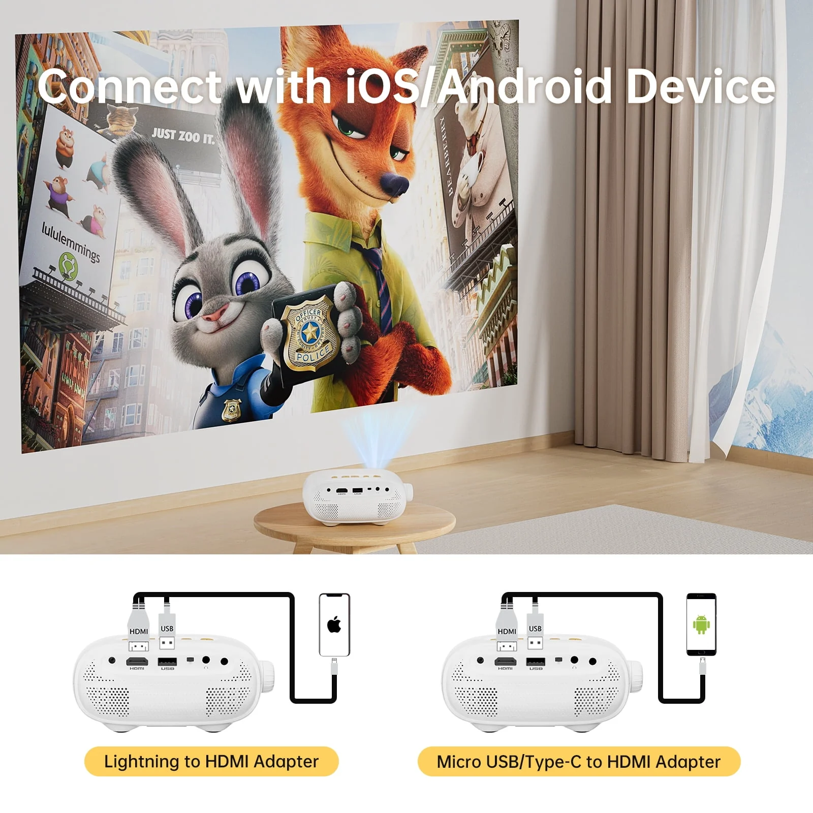 ELEPHAS 200" Class FHD (1080P) LCD Mini Projector (210) - Image 2