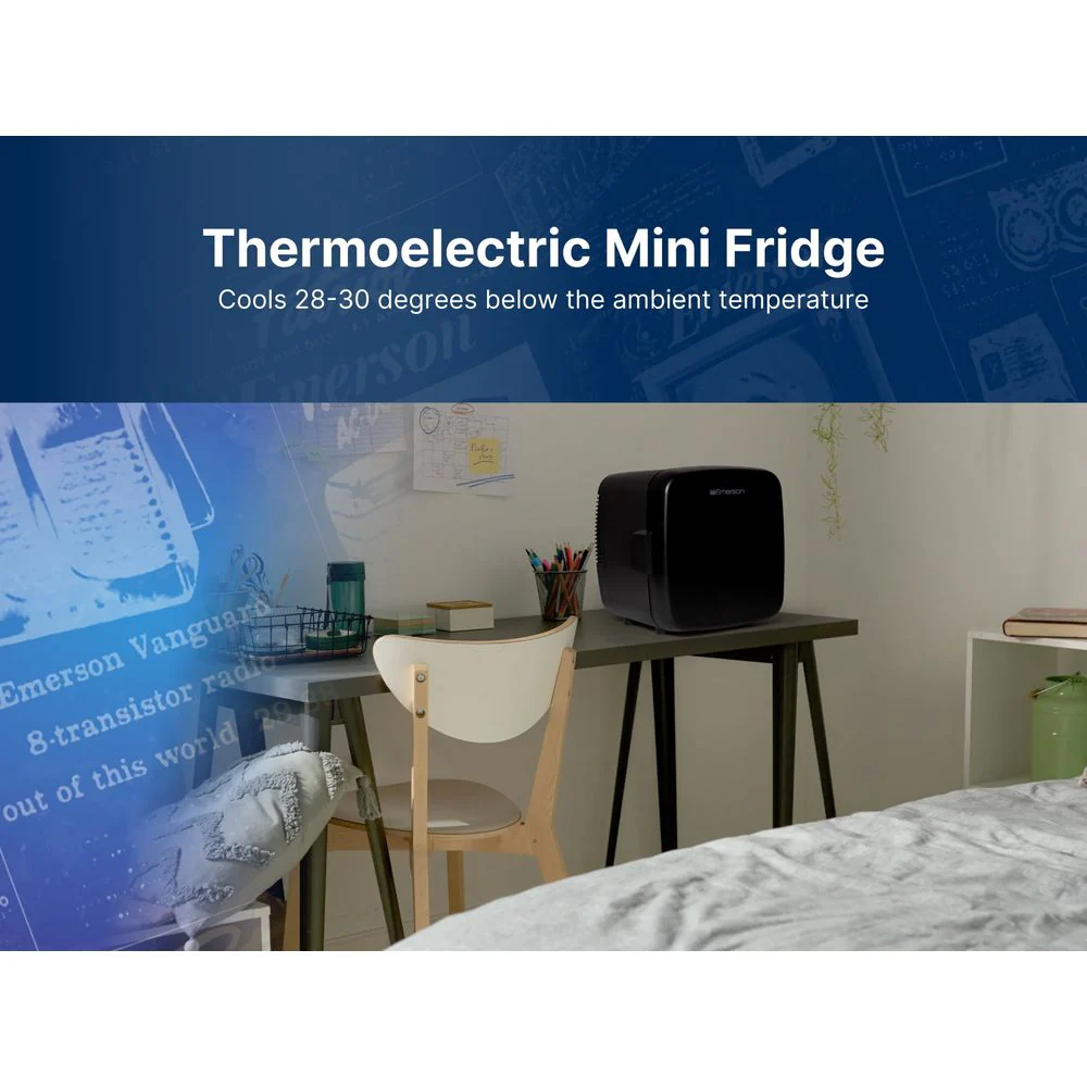 Emerson Portable Mini Fridge Cooler XL, 8L Capacity, AC/DC Power Compatible, Removable Shelf, Black, EFC-5001-BK - Image 4