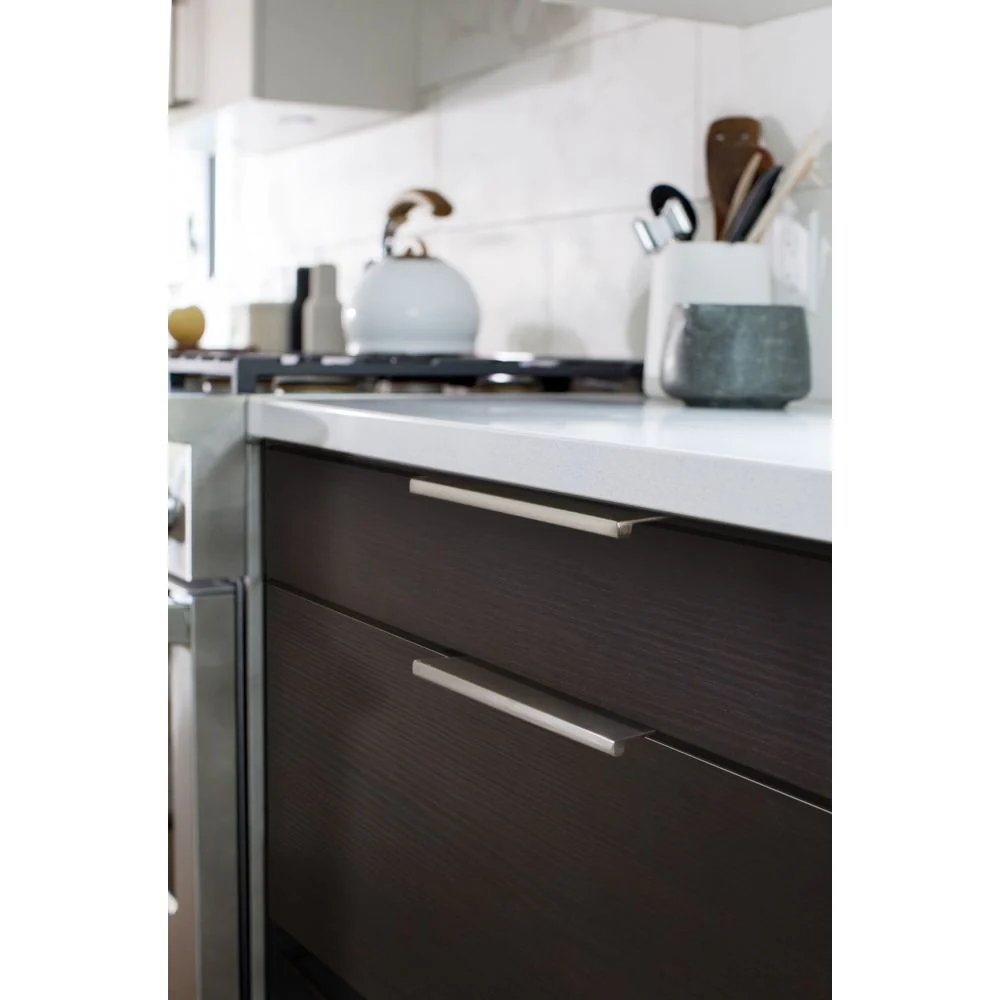 Emtek Cabinet Pull 6-Inch Center to Center Edge Finger Brass Satin Nickel 87120US15 - Image 3
