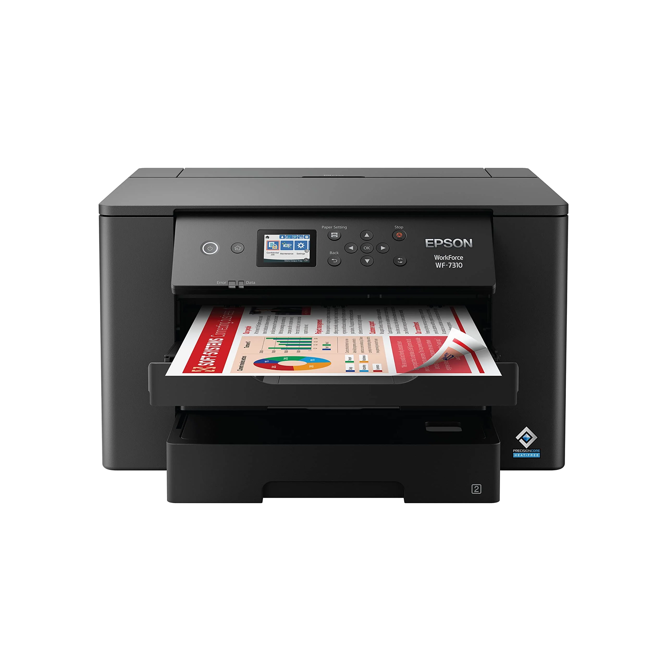 Epson WorkForce Pro WF-7310 Wireless Wide-Format Inkjet Printer, 13 x 19 in, Auto Duplex, 500-Sheet Capacity, 2.4 in Color Display, Smart Panel App, Black