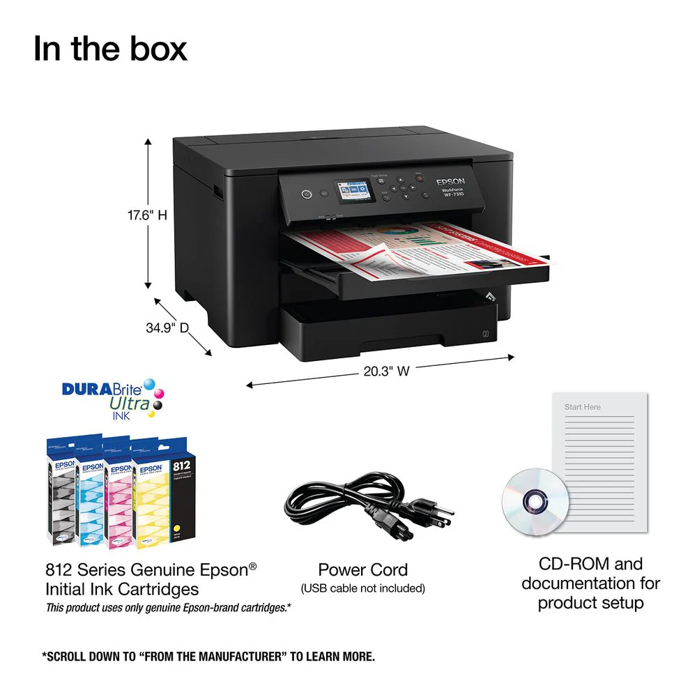 Epson WorkForce Pro WF-7310 Wireless Wide-Format Inkjet Printer, 13 x 19 in, Auto Duplex, 500-Sheet Capacity, 2.4 in Color Display, Smart Panel App, Black - Image 5