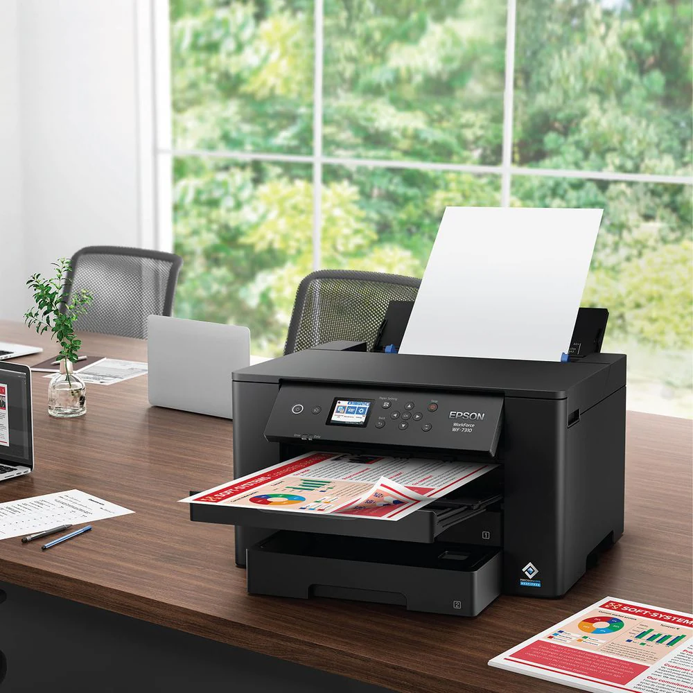 Epson WorkForce Pro WF-7310 Wireless Wide-Format Inkjet Printer, 13 x 19 in, Auto Duplex, 500-Sheet Capacity, 2.4 in Color Display, Smart Panel App, Black - Image 6
