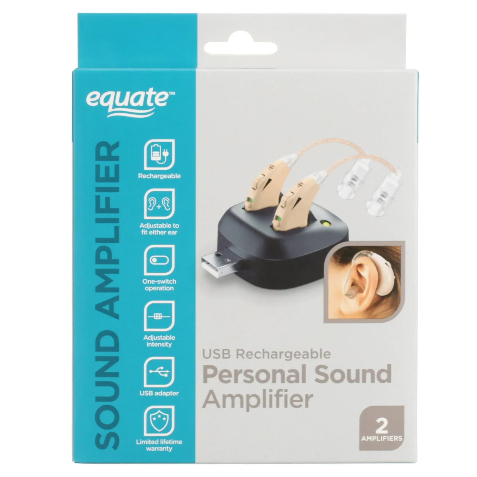 Equate 641.72 Digital Rechargeable Sound Amplifierr, Beige, HA-59B