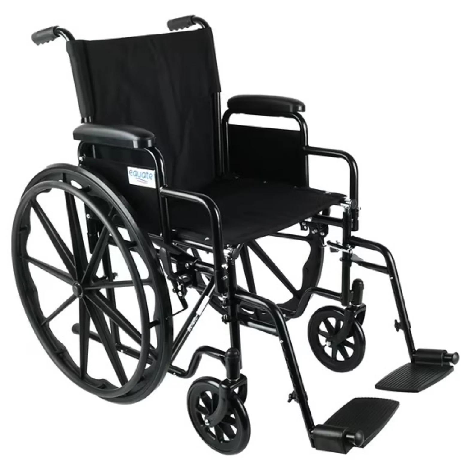Equate Lightweight Foldable Steel Wheelchair with 18" Seat and Swing-Away Footrests, 350 lb Capacity - Image 2