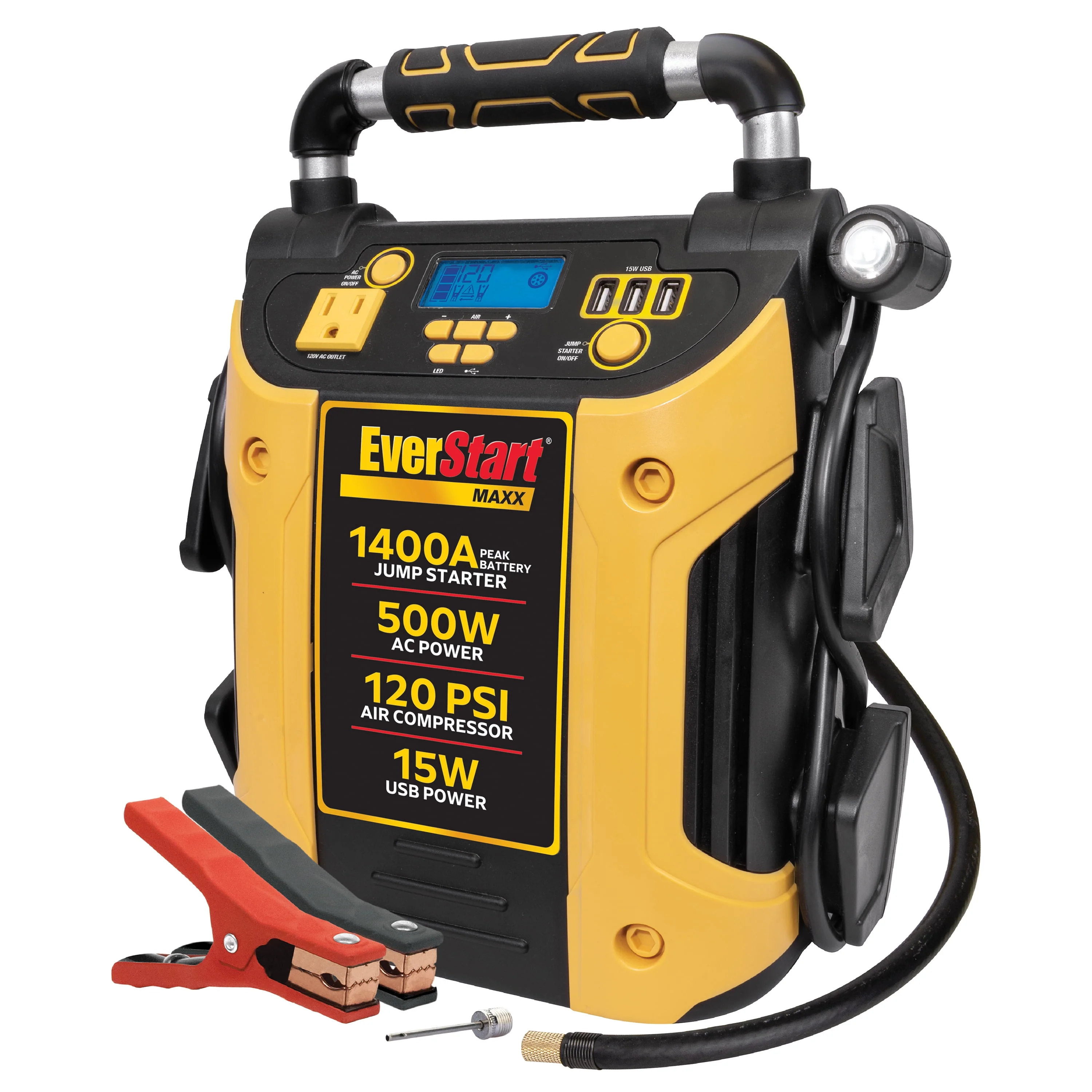 EverStart J5CPDE Jump Starter Power Station 1400 Peak Amps 500W Inverter 120 PSI Compressor - Image 4