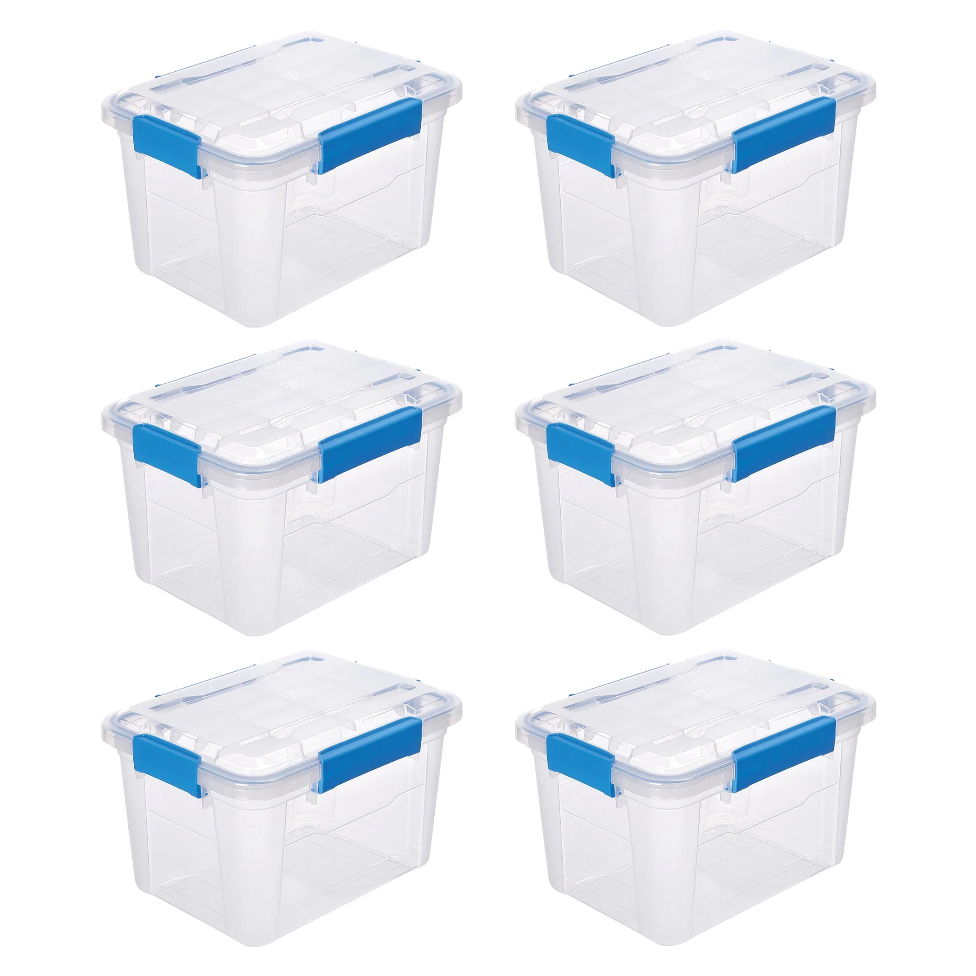 Ezy Storage Waterproof Storage Box, Clear, 4.7Gal/19Qt/18L, Pack of 6, IP67