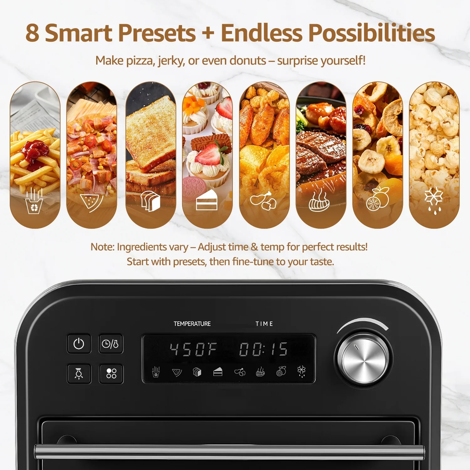 Fatabeta FM1053 Multifunctional Digital Air Fryer Oven, 14QT 8-in-1 Countertop Convection Oven, Black - Image 2