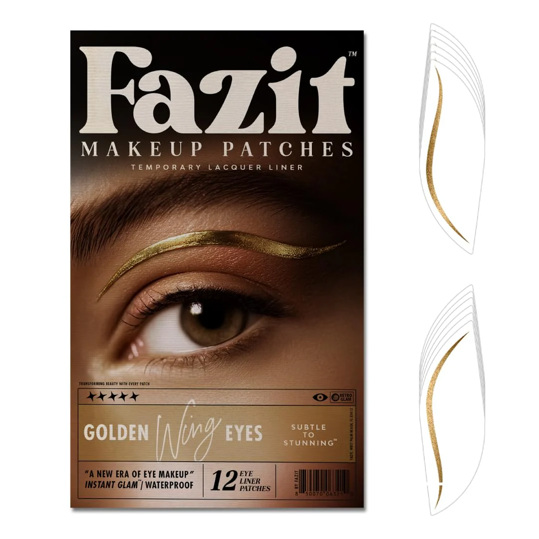 Fazit sprinkled-speckles Gold Glitter Eye Wing Makeup Patches, Waterproof, Sweat-Proof, 12 Count - Image 3